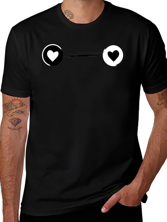 Yin Yang Heart Graphic Tee - Stylish Black T-Shirt