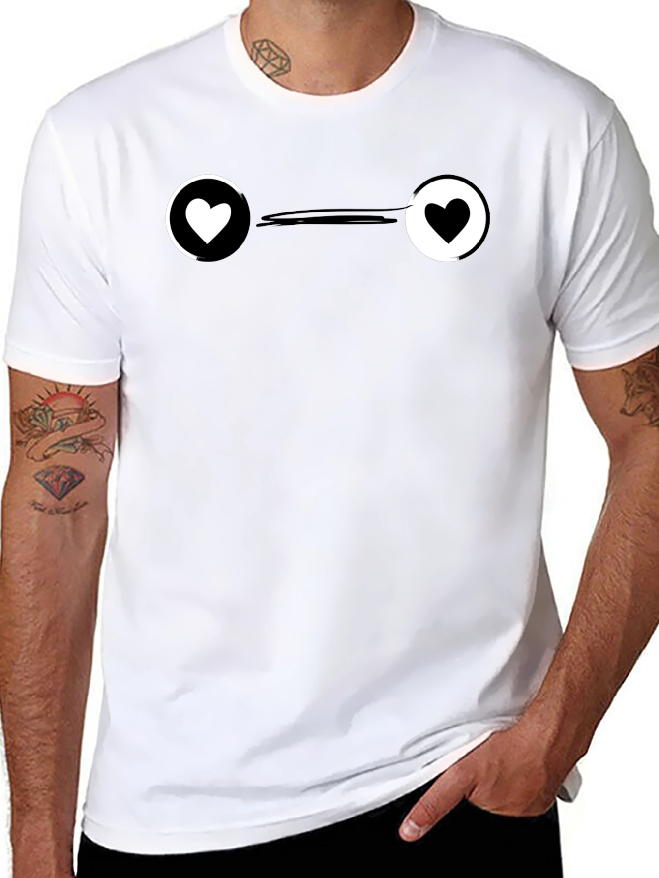 Yin Yang Heart Graphic Tee - Stylish Black T-Shirt