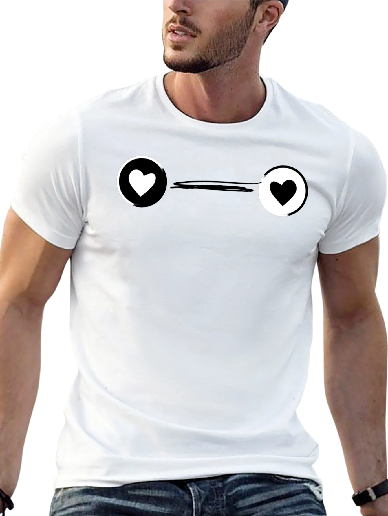 Yin Yang Heart Graphic Tee - Stylish Black T-Shirt