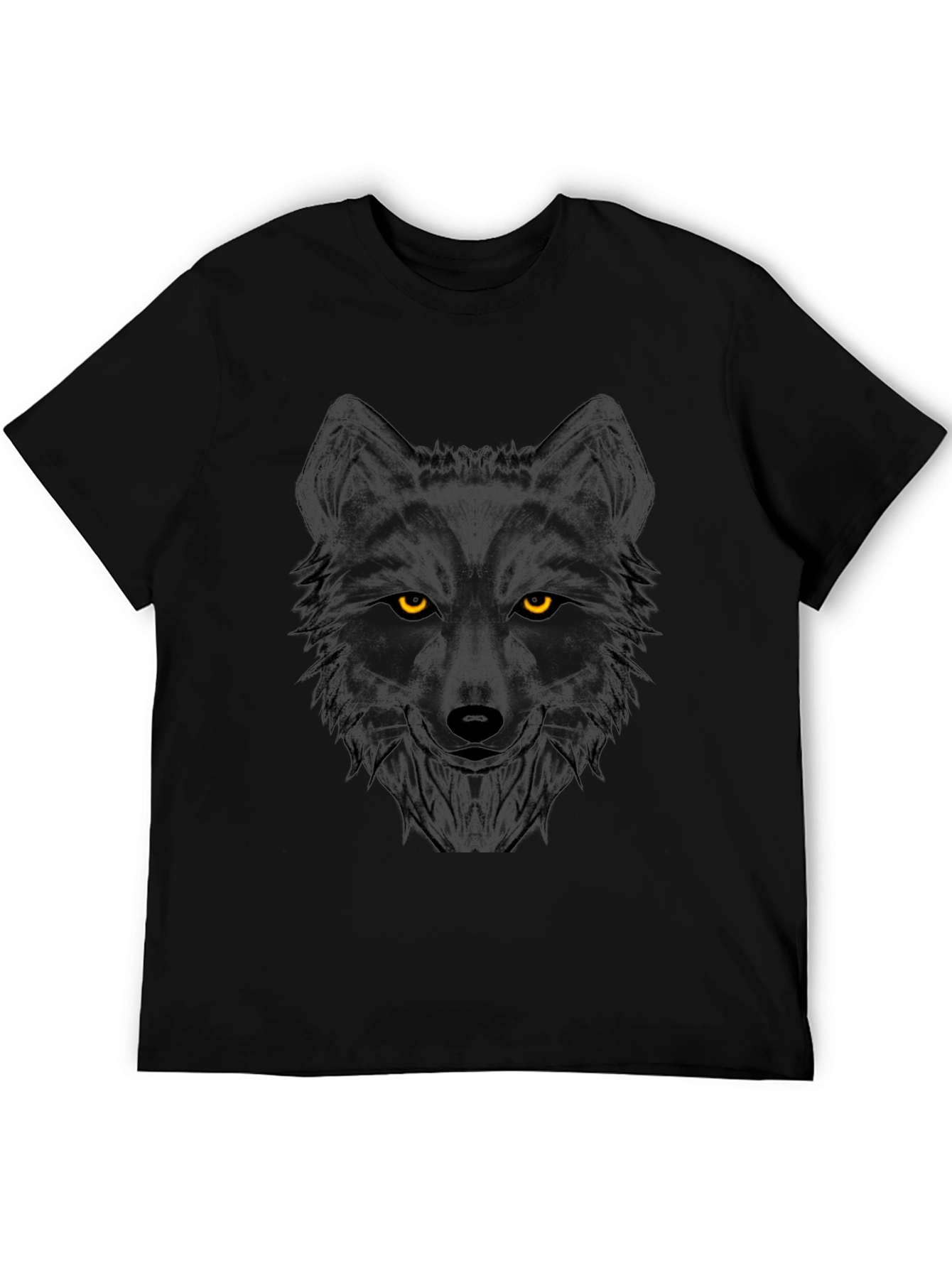 Mens Black Wolf Graphic Print Crew Neck T-Shirt