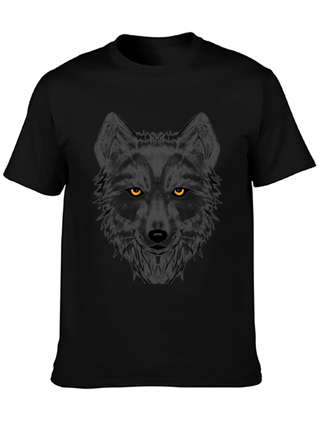 Mens Black Wolf Graphic Print Crew Neck T-Shirt