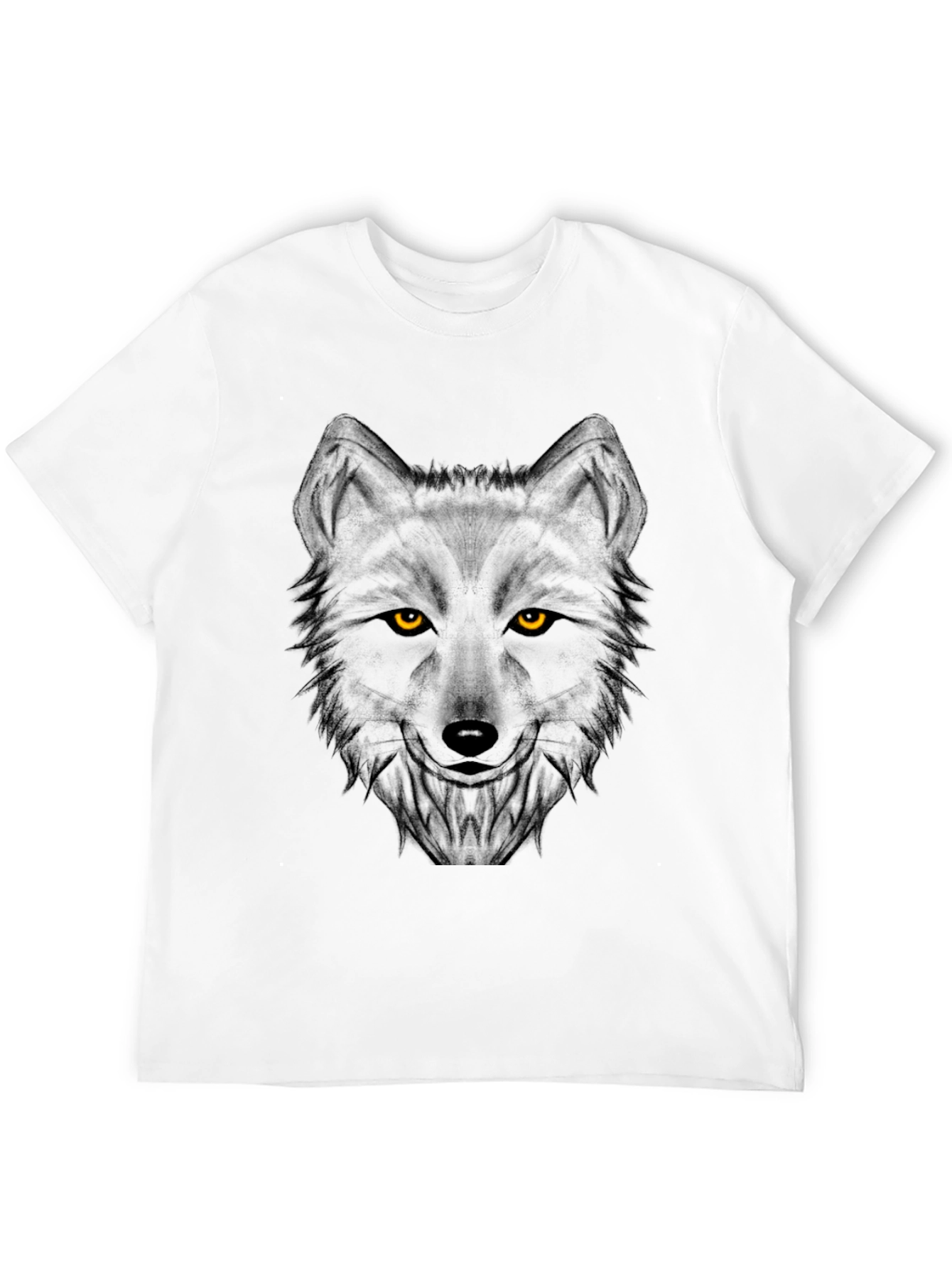 Mens Black Wolf Graphic Print Crew Neck T-Shirt