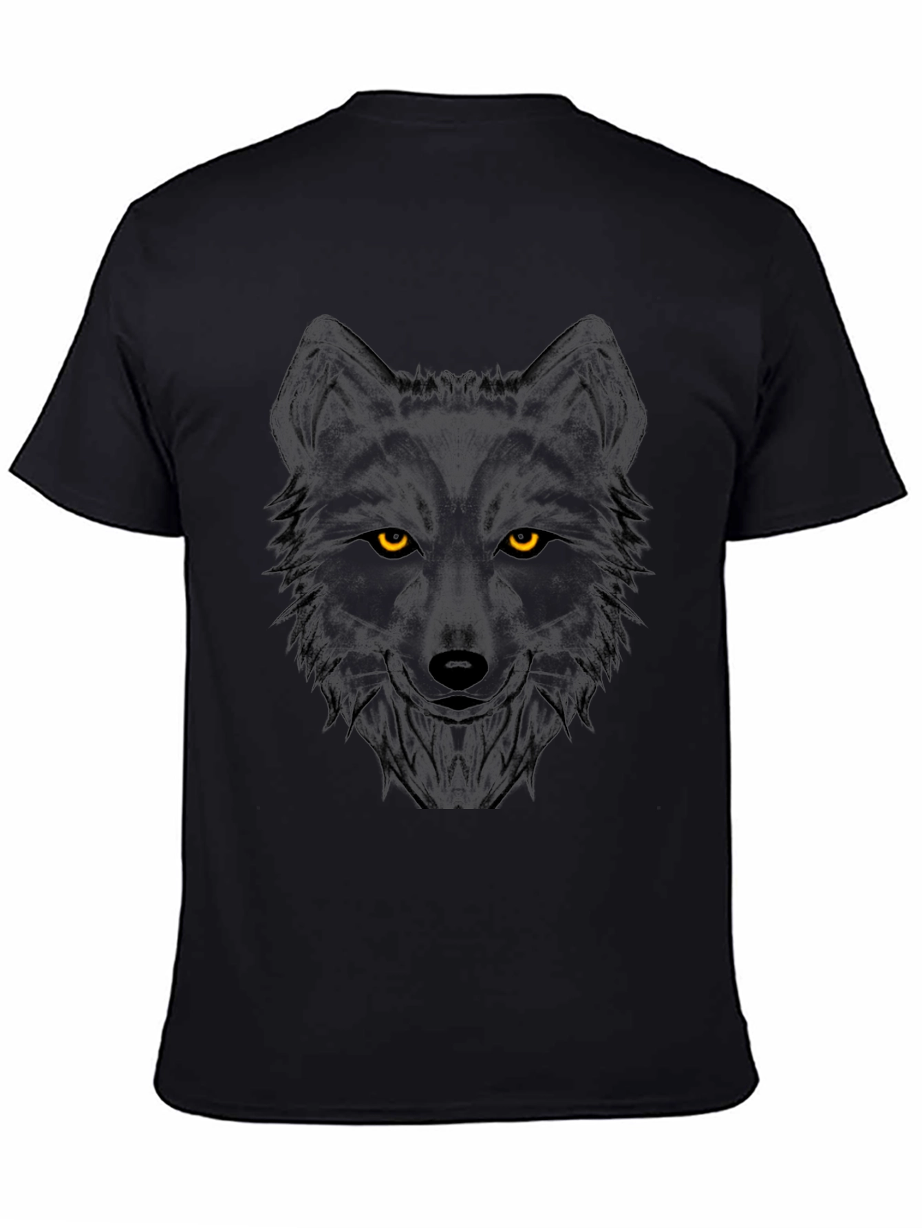 Mens Black Wolf Graphic Print Crew Neck T-Shirt