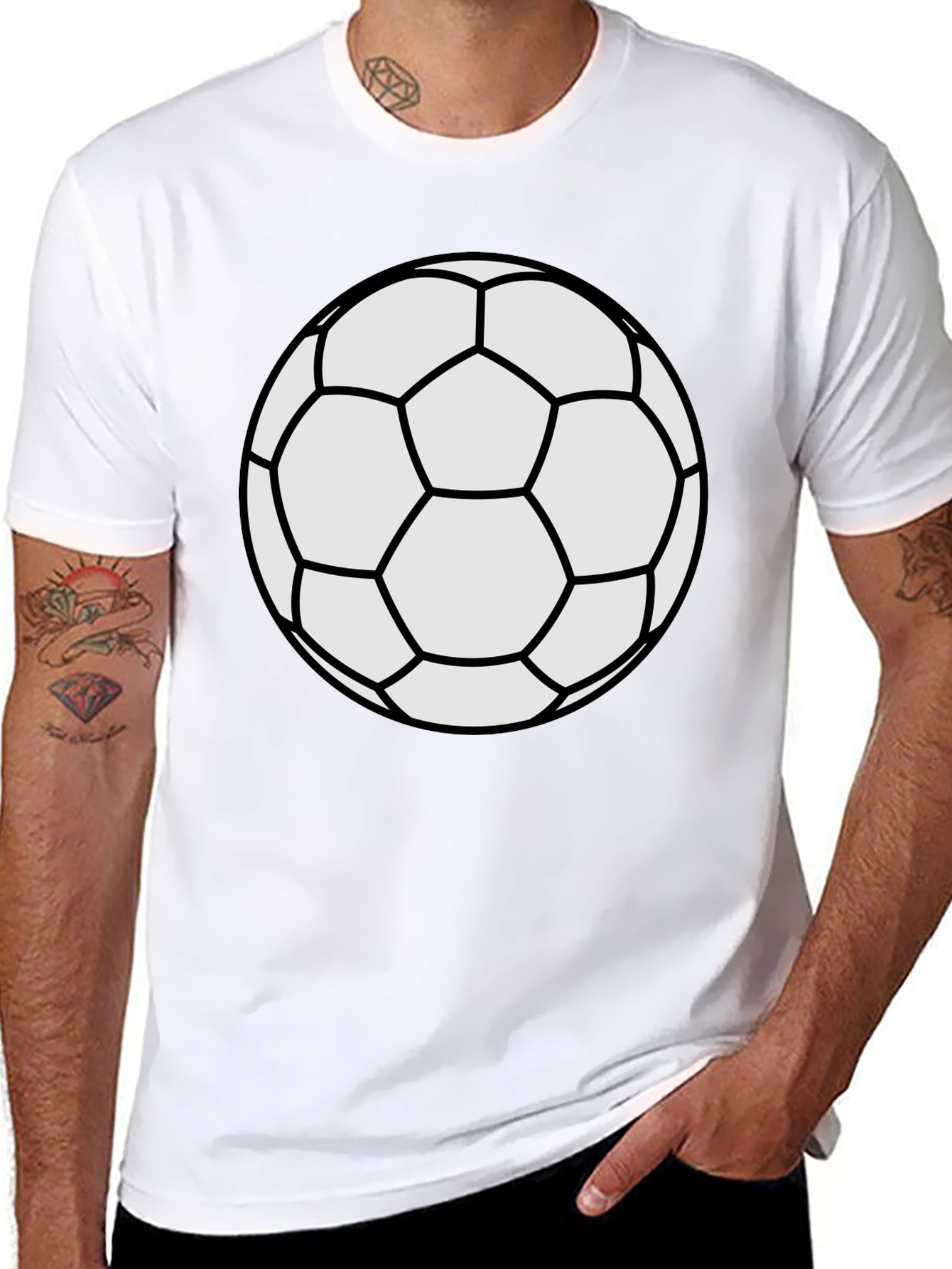 Soccer Ball Graphic Tee - Black Casual T-Shirt