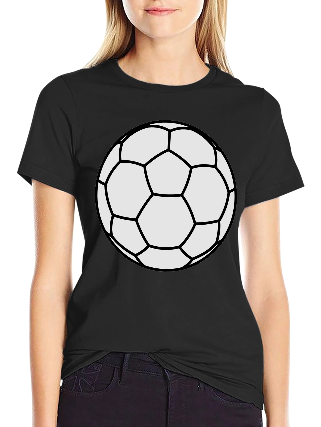 Soccer Ball Graphic Tee - Black Casual T-Shirt