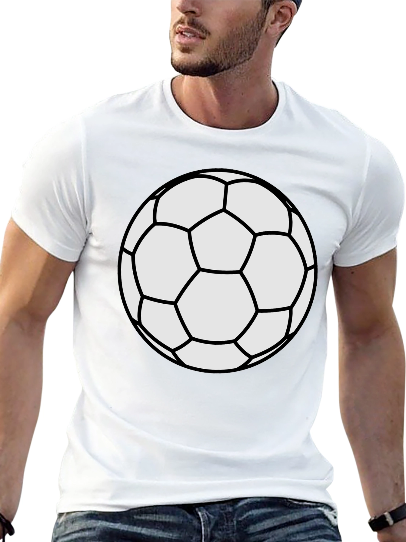Soccer Ball Graphic Tee - Black Casual T-Shirt