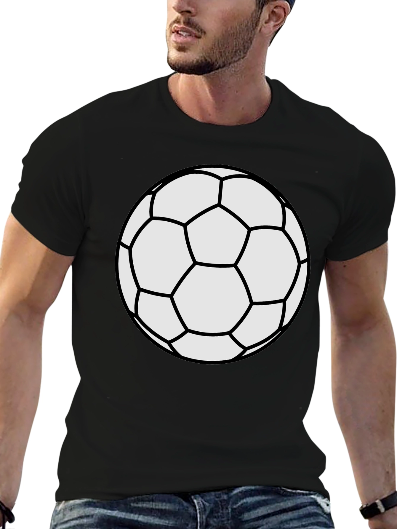 Soccer Ball Graphic Tee - Black Casual T-Shirt