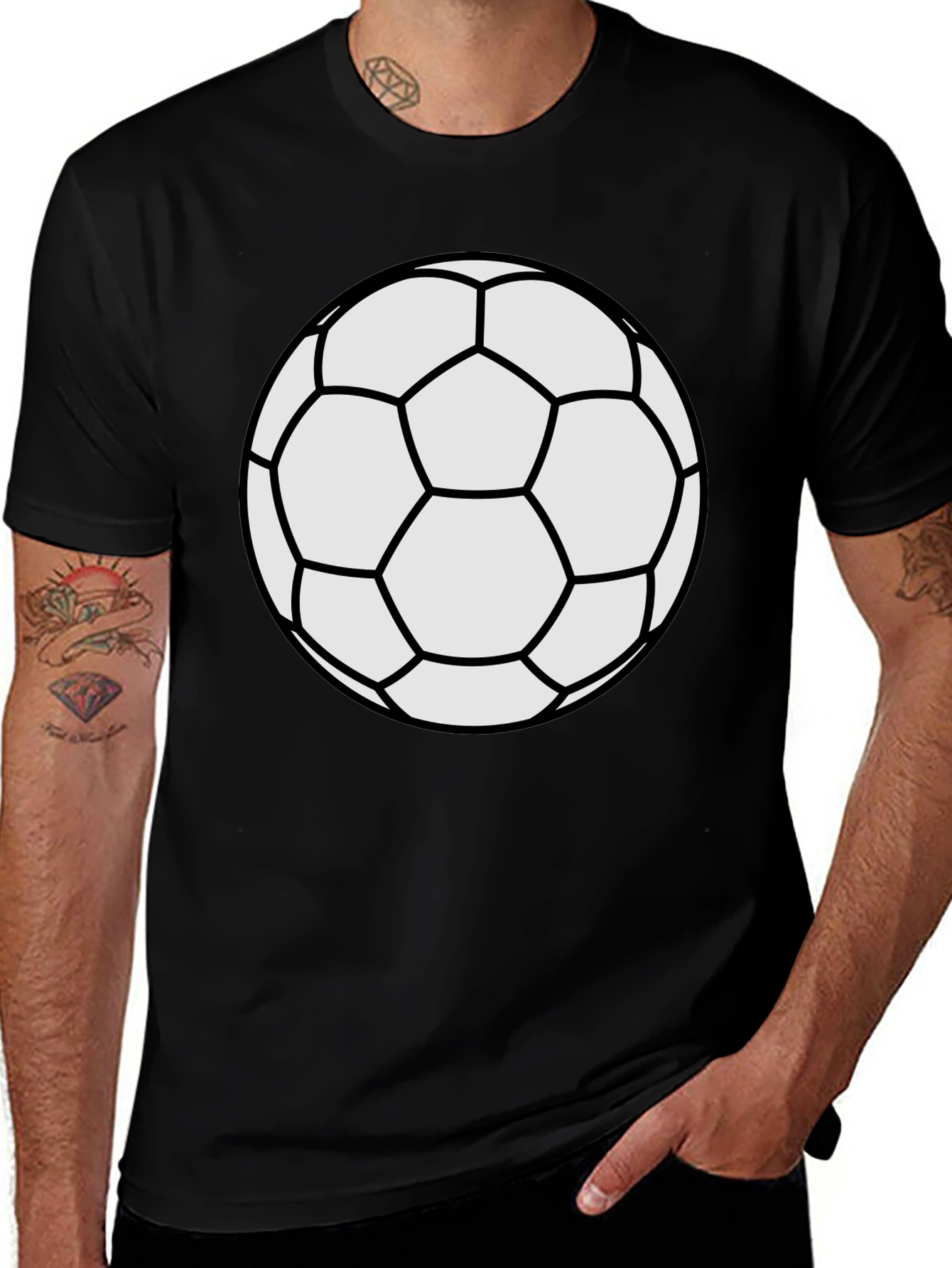 Soccer Ball Graphic Tee - Black Casual T-Shirt