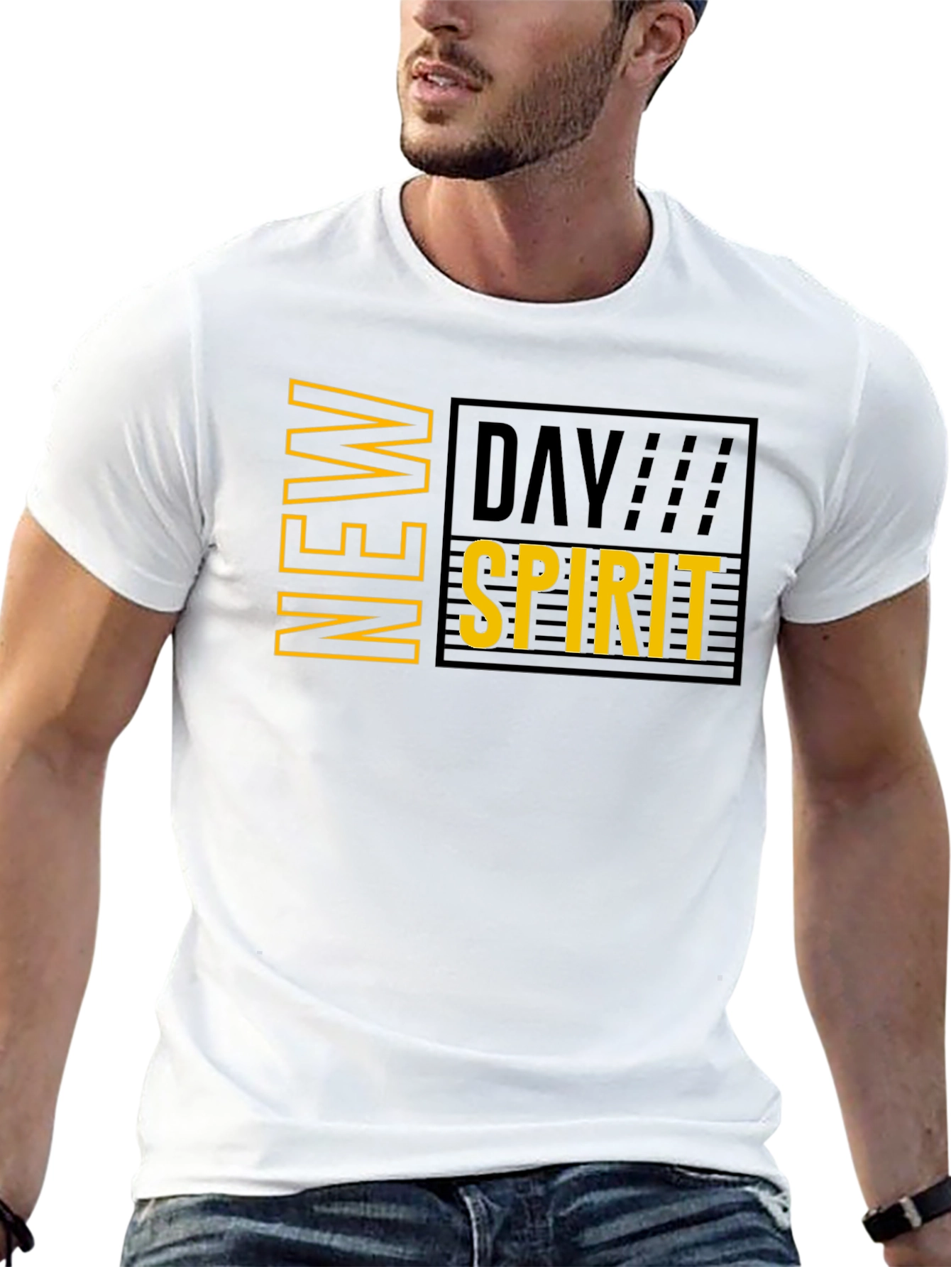 New Day Spirit Graphic Print Black T-Shirt