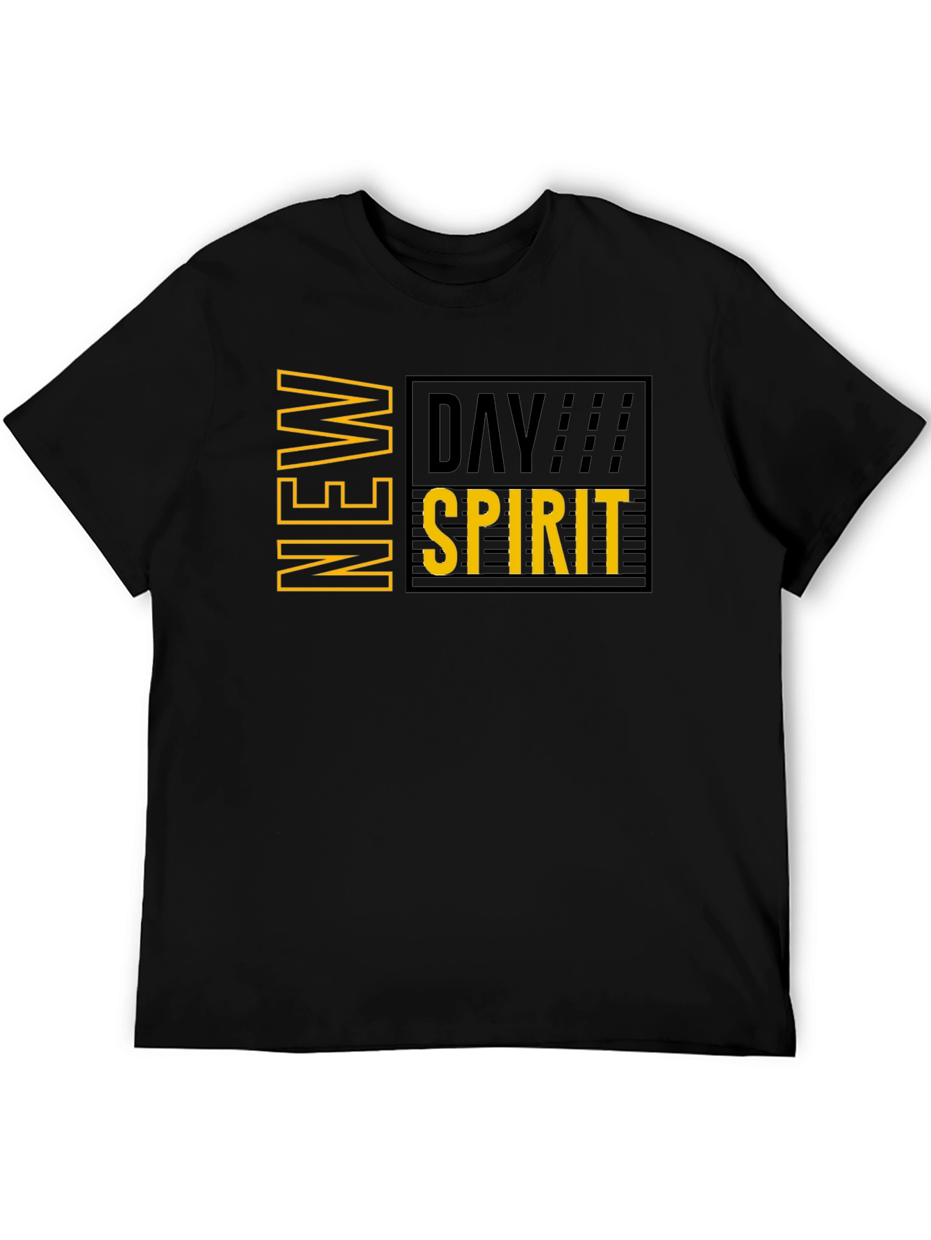 New Day Spirit Graphic Print Black T-Shirt