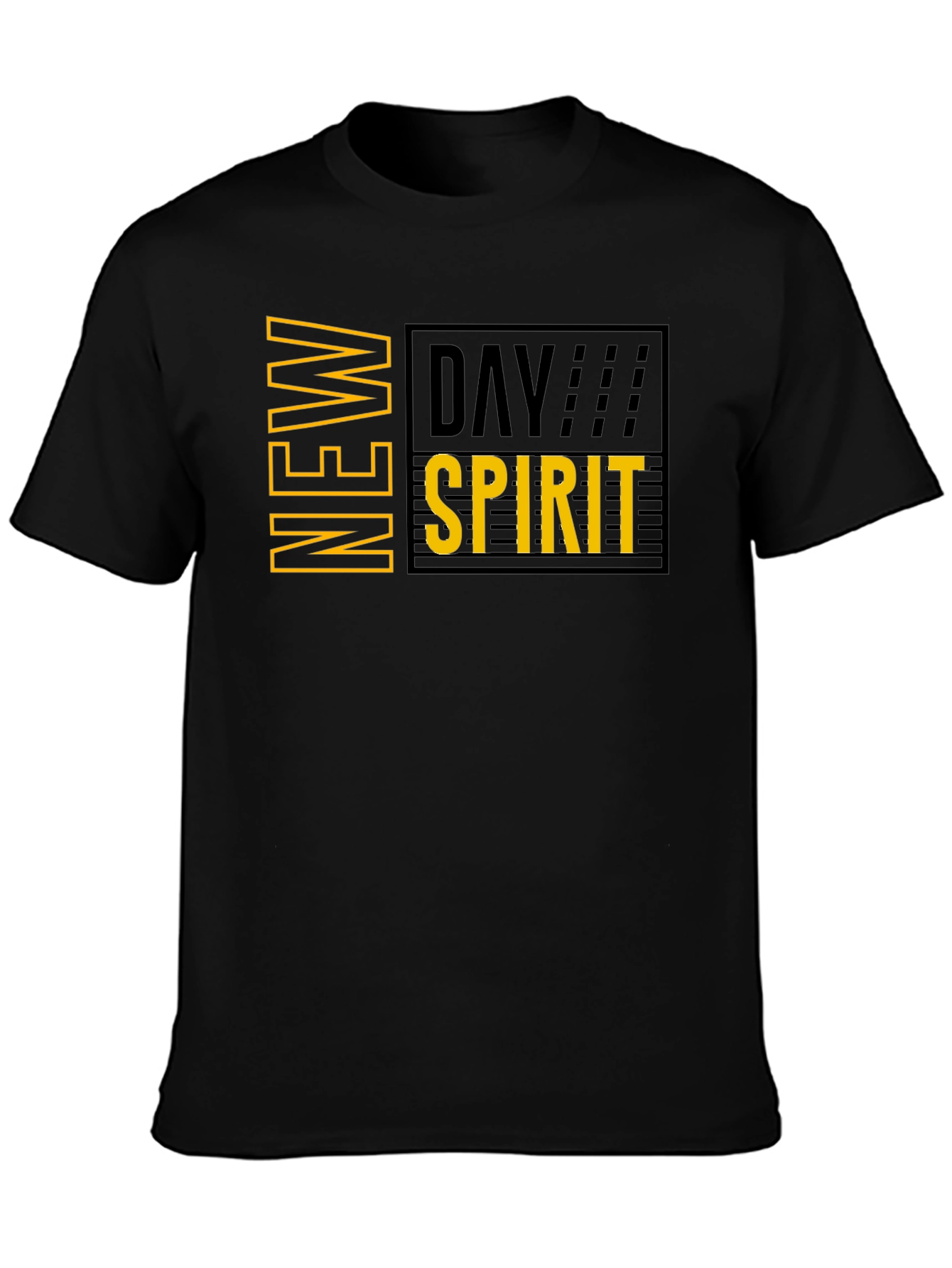 New Day Spirit Graphic Print Black T-Shirt