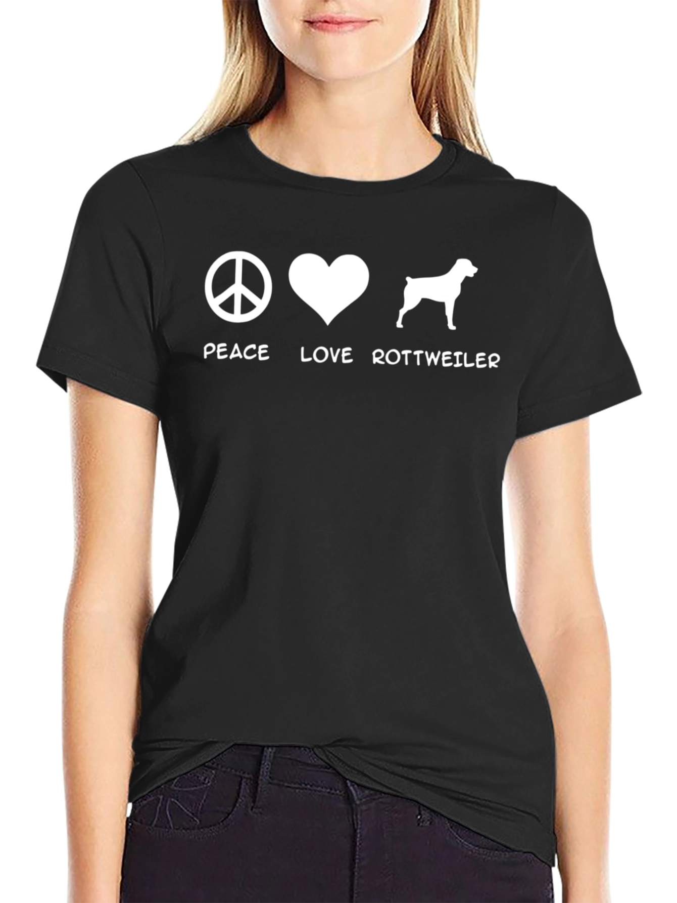 Peace Love Rottweiler Graphic T-Shirt