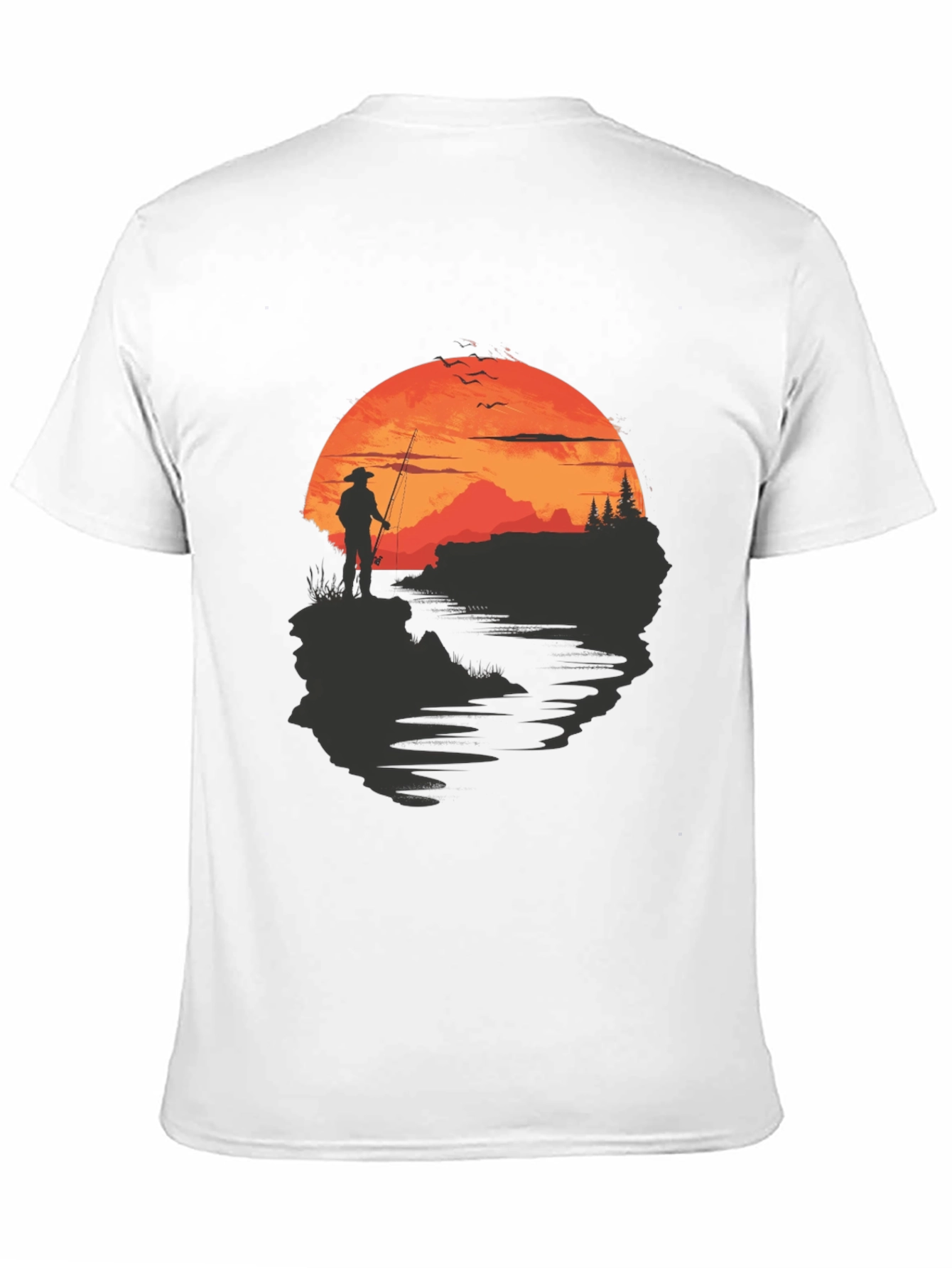 Fisherman Sunset Graphic Tee - Black Crew Neck