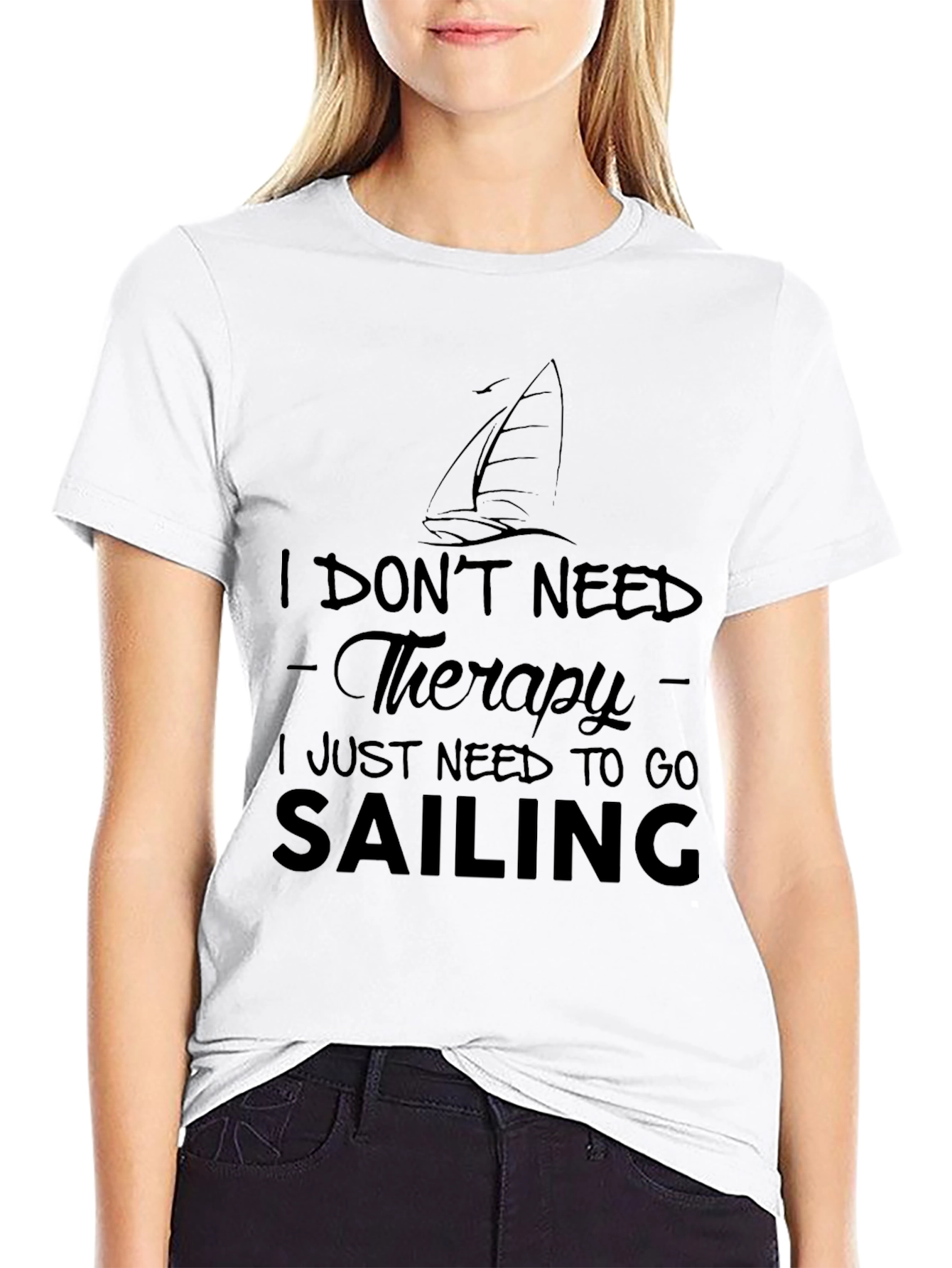 Sailing Therapy Black Graphic Tee Shirt