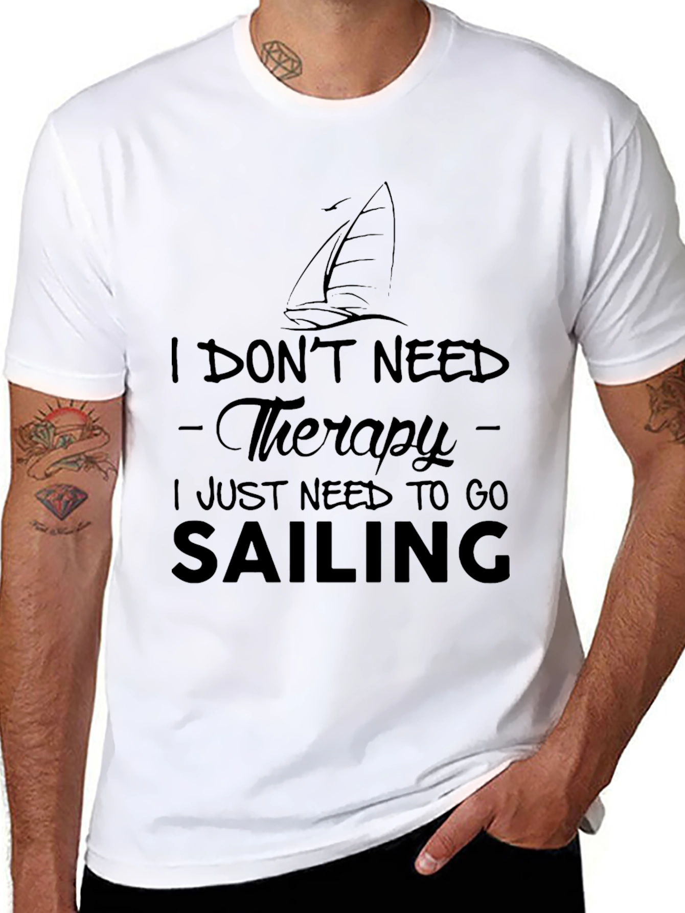 Sailing Therapy Black Graphic Tee Shirt