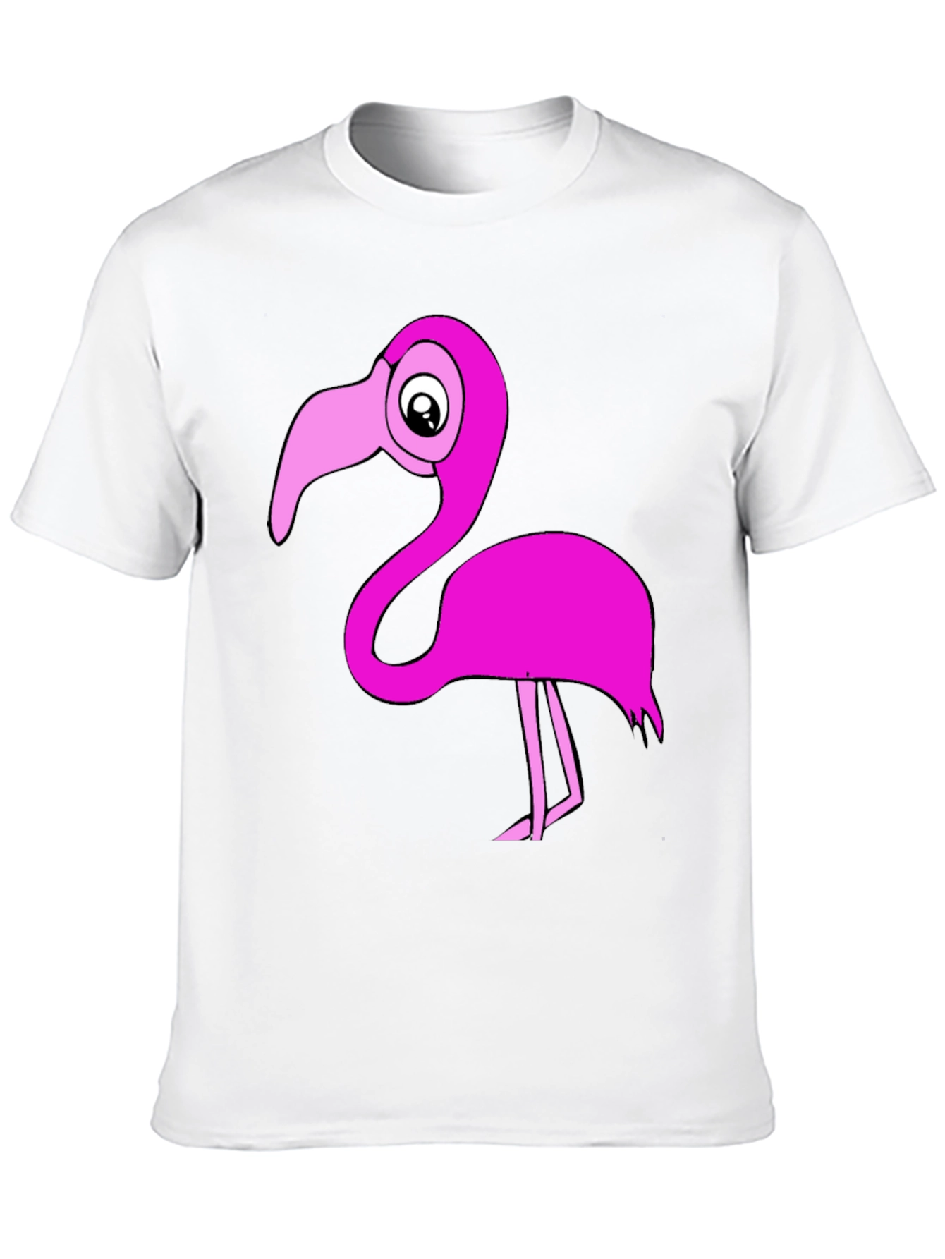 Black Flamingo T-Shirt: Fun Cartoon Pink Bird