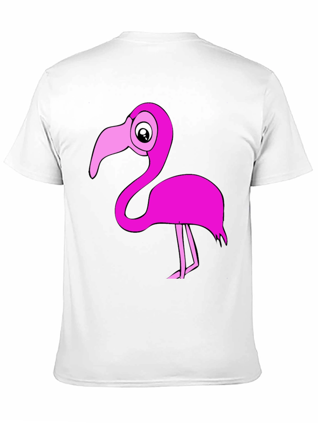 Black Flamingo T-Shirt: Fun Cartoon Pink Bird