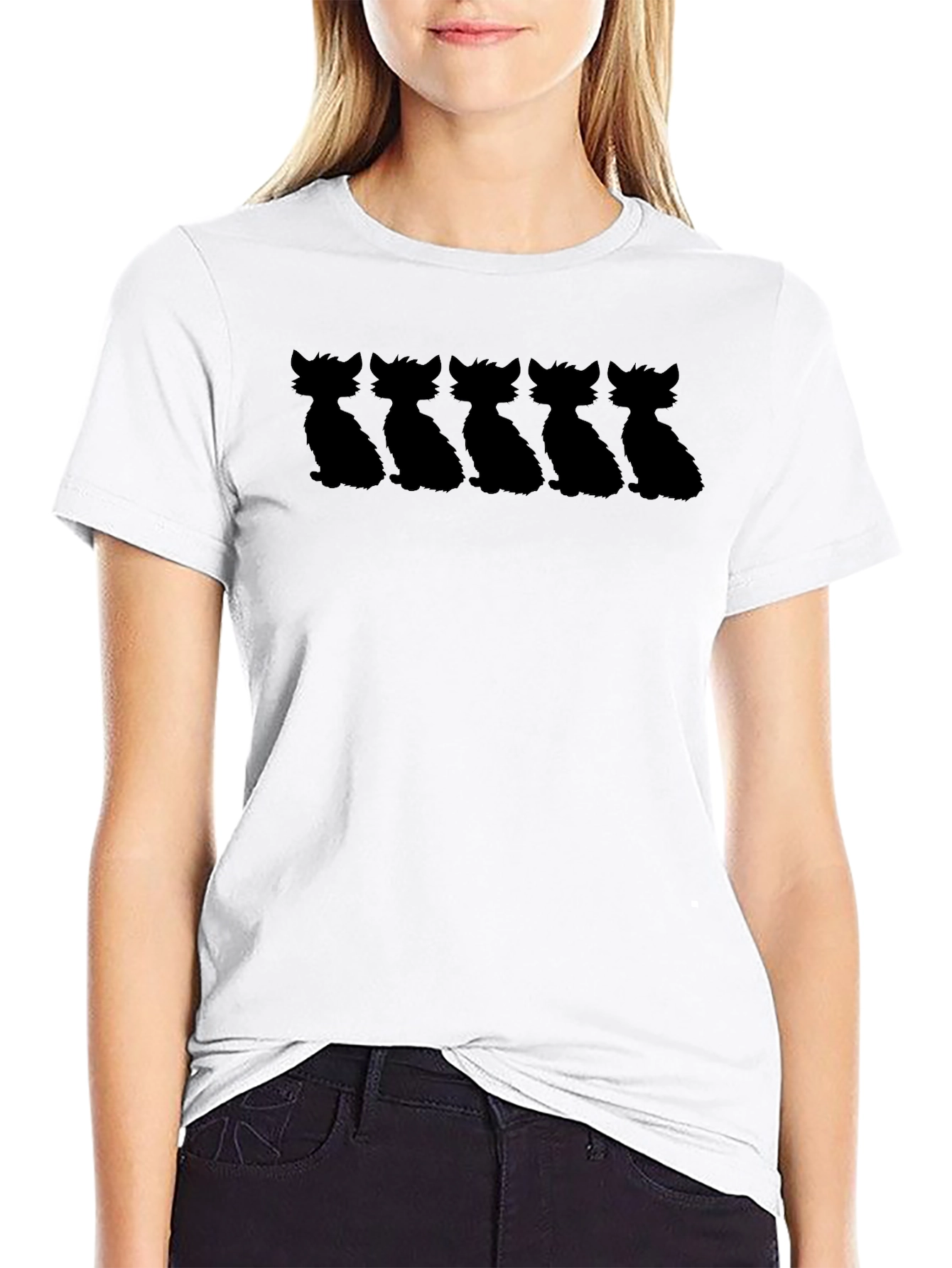 Cool Cat Silhouette Graphic T-Shirt
