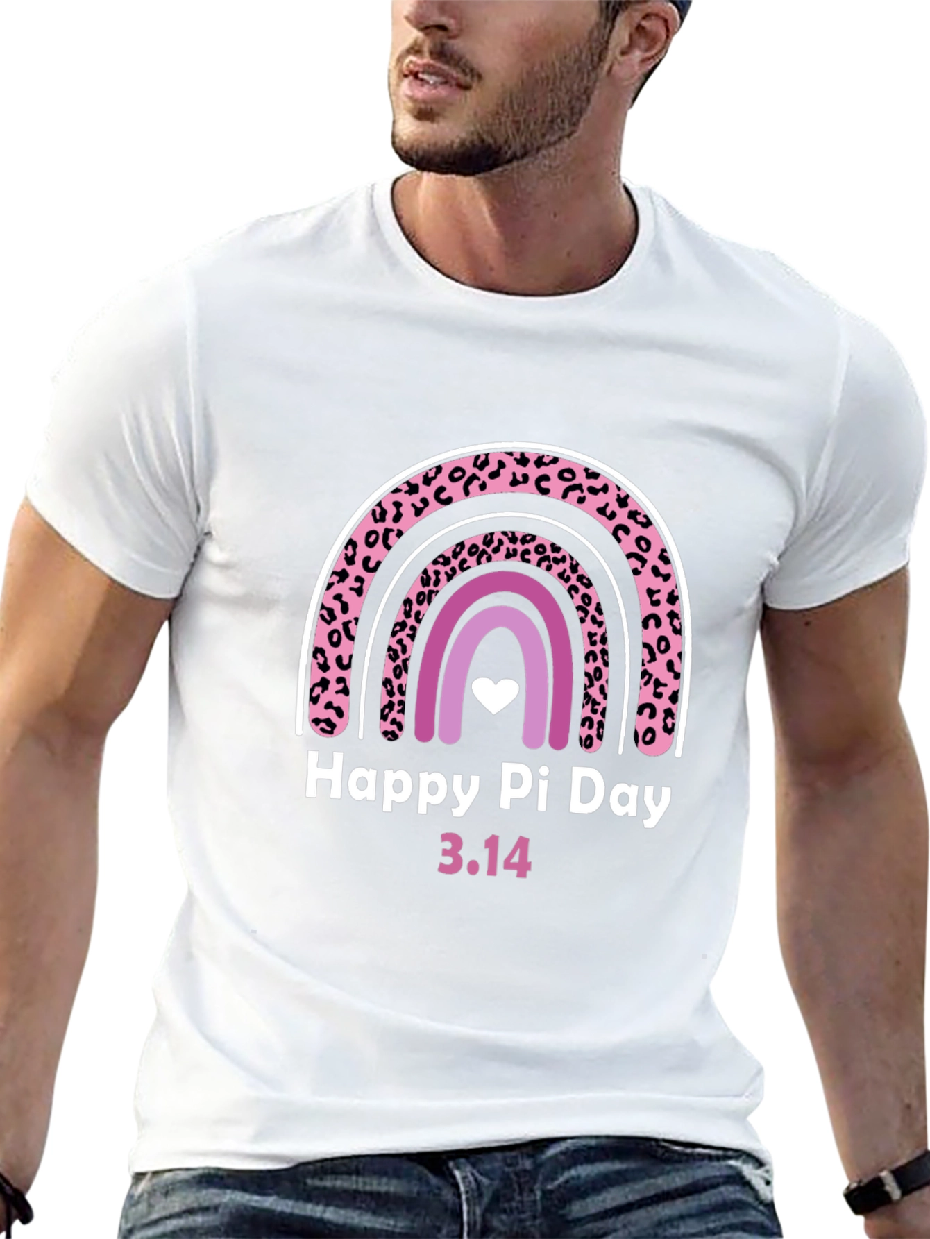 Happy Pi Day Rainbow Leopard Print Graphic T-Shirt