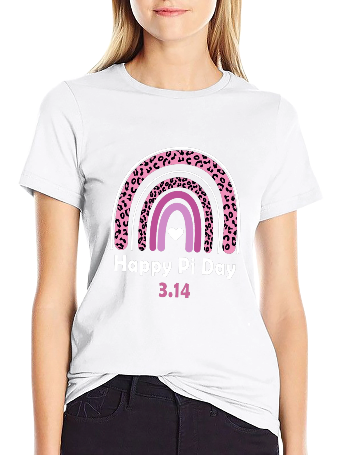 Happy Pi Day Rainbow Leopard Print Graphic T-Shirt