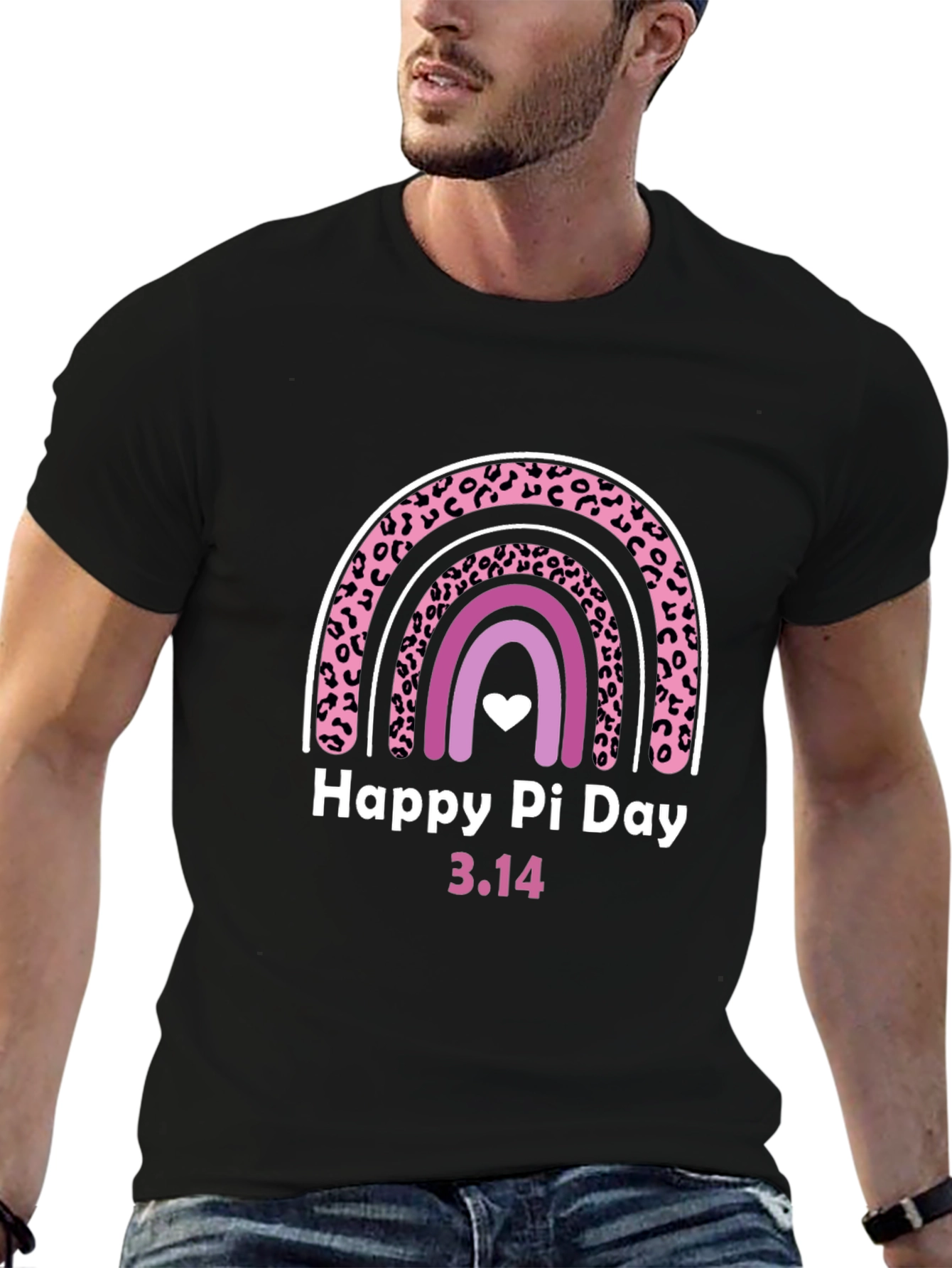 Happy Pi Day Rainbow Leopard Print Graphic T-Shirt