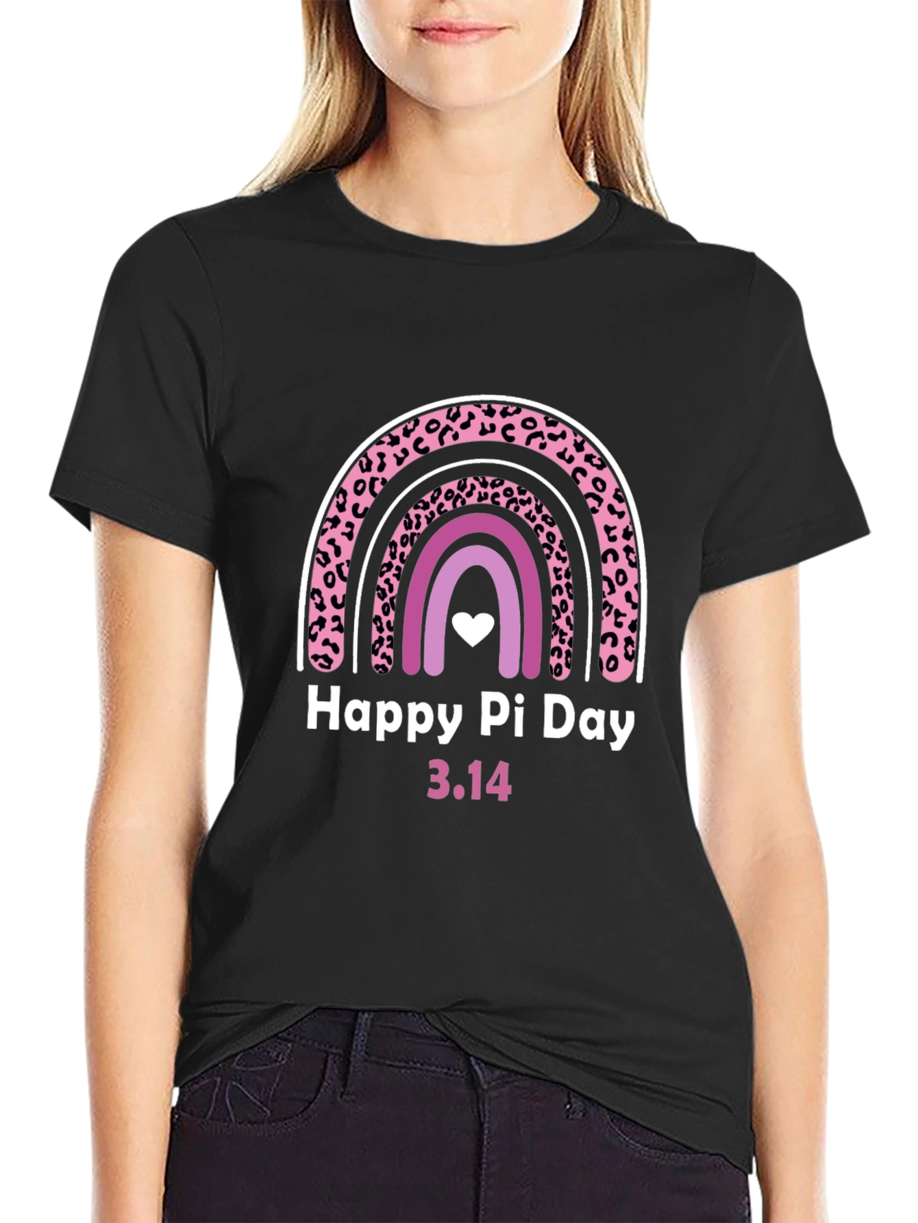 Happy Pi Day Rainbow Leopard Print Graphic T-Shirt