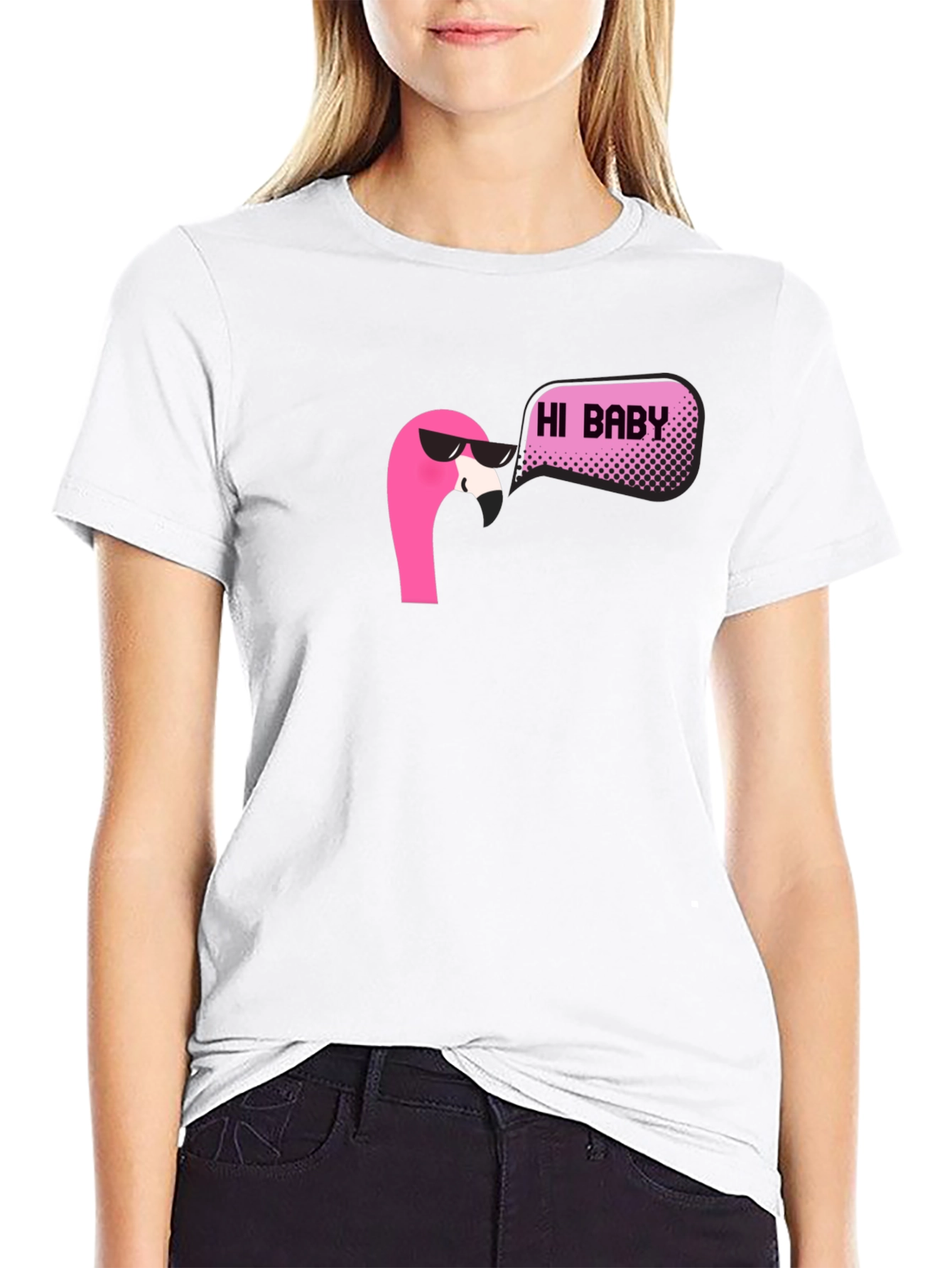 Cool Flamingo Hi Baby Black T-Shirt