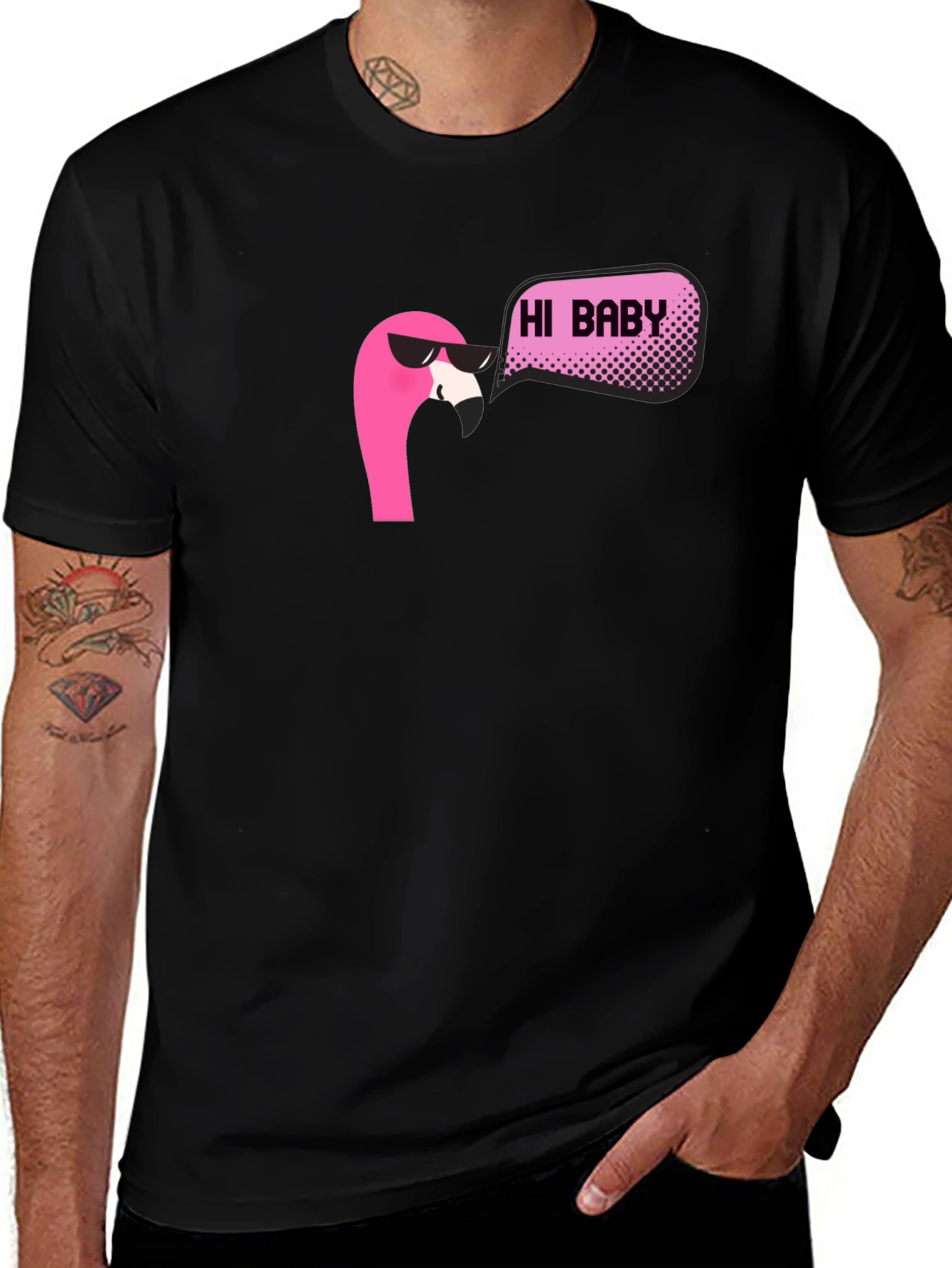 Cool Flamingo Hi Baby Black T-Shirt