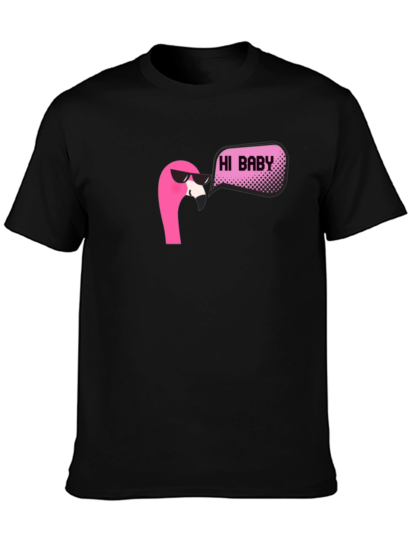 Cool Flamingo Hi Baby Black T-Shirt