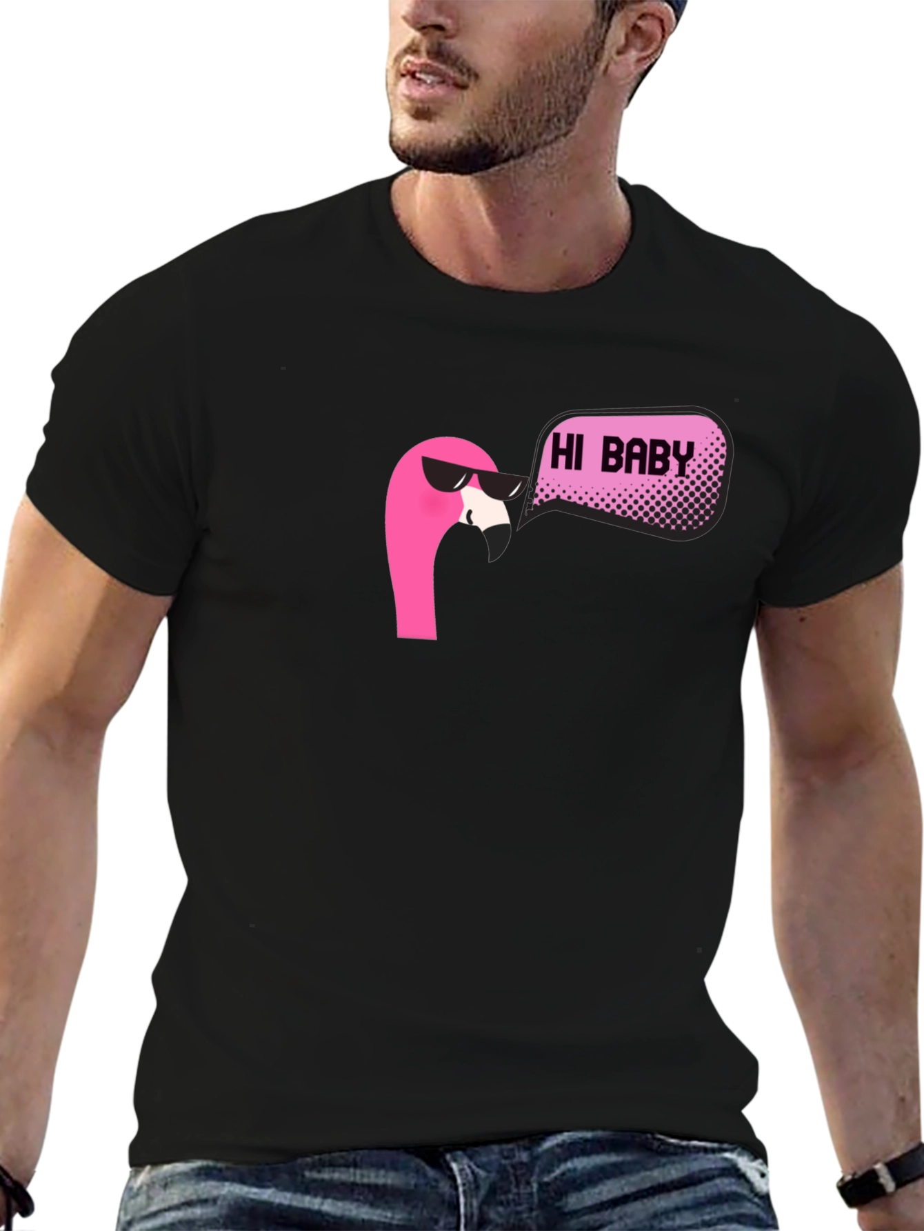 Cool Flamingo Hi Baby Black T-Shirt