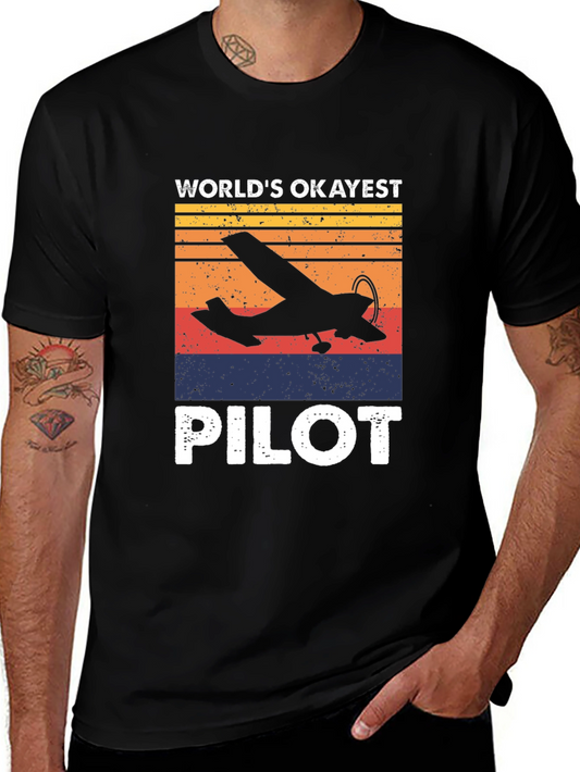Worlds Okayest Pilot T-Shirt - Aviation Gift