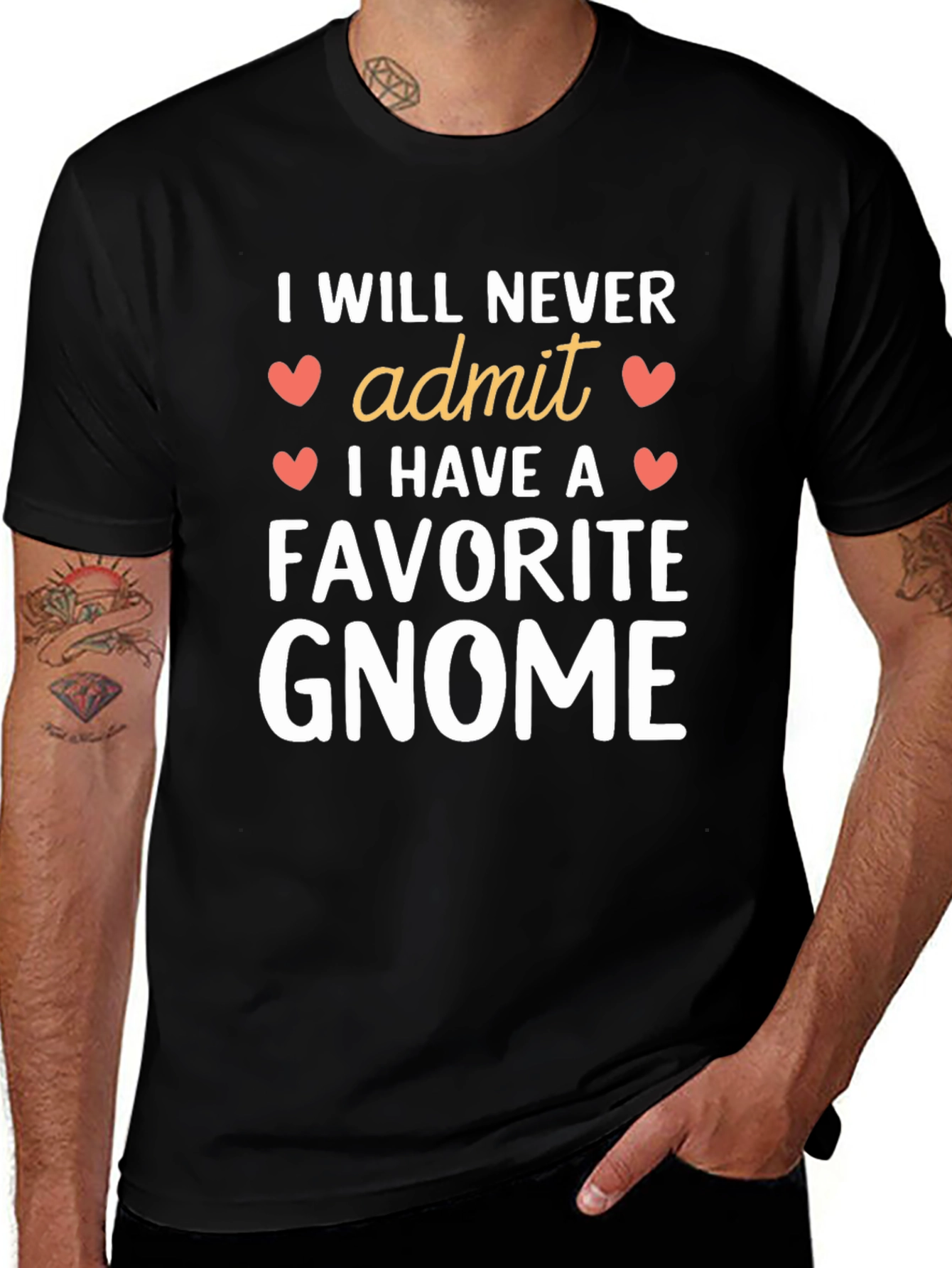 I Will Never Admit Favorite Gnome Black T-Shirt
