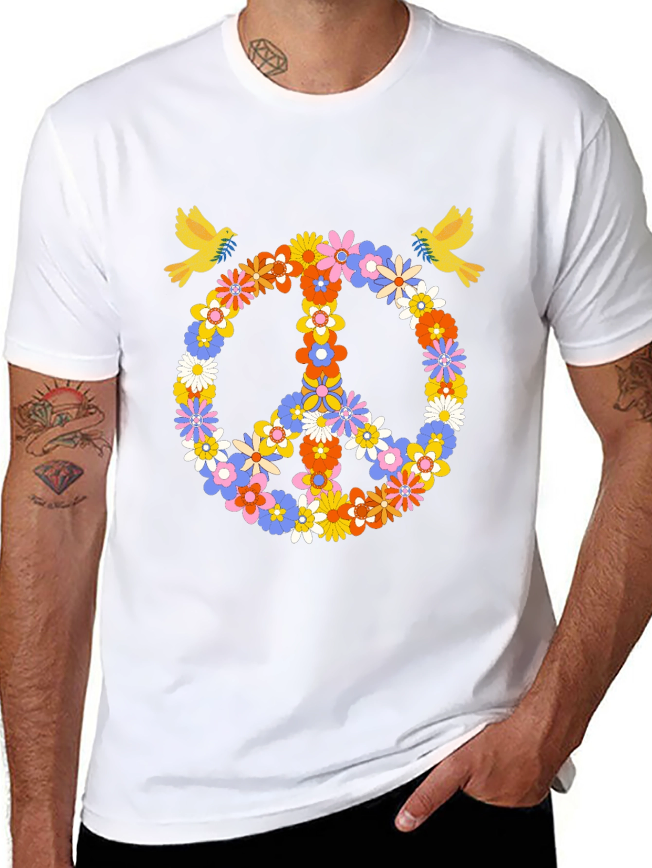 Floral Peace Sign Graphic Tee