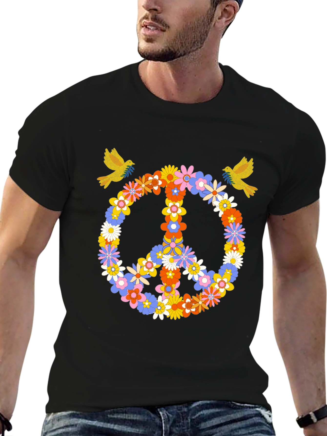 Floral Peace Sign Graphic Tee