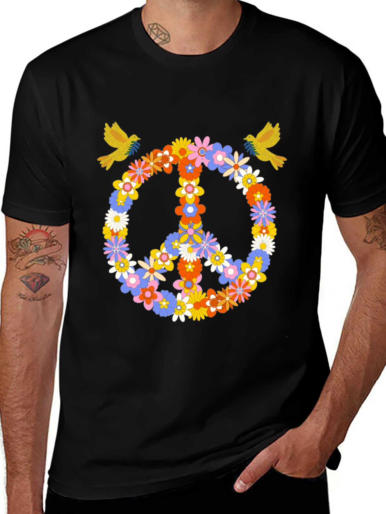 Floral Peace Sign Graphic Tee