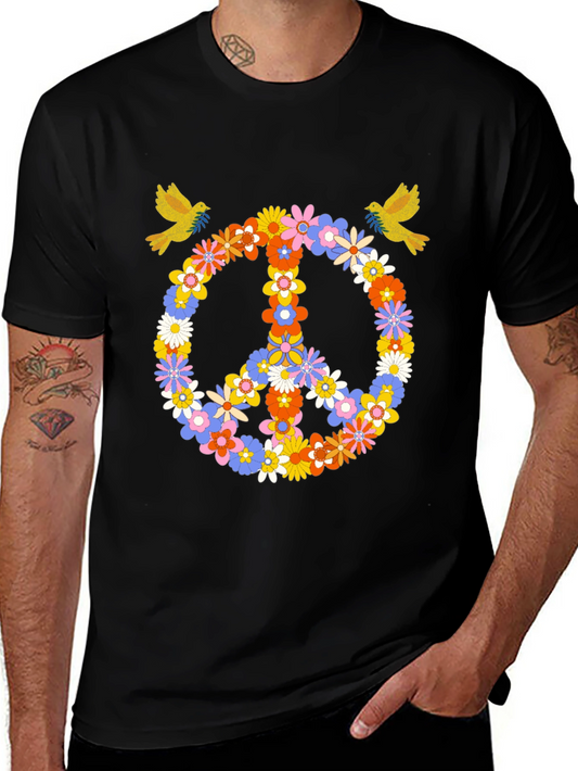 Floral Peace Sign Graphic Tee