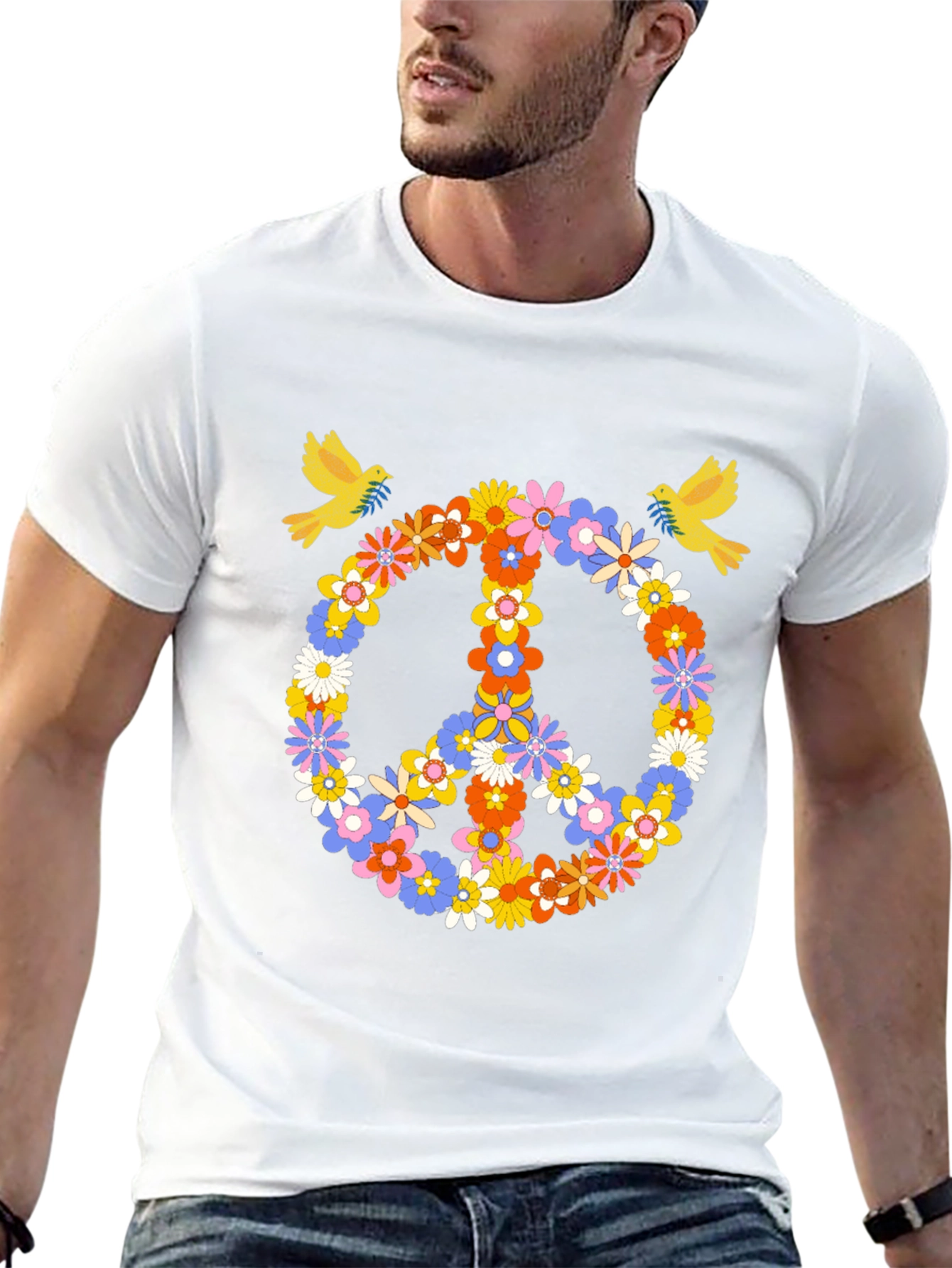 Floral Peace Sign Graphic Tee