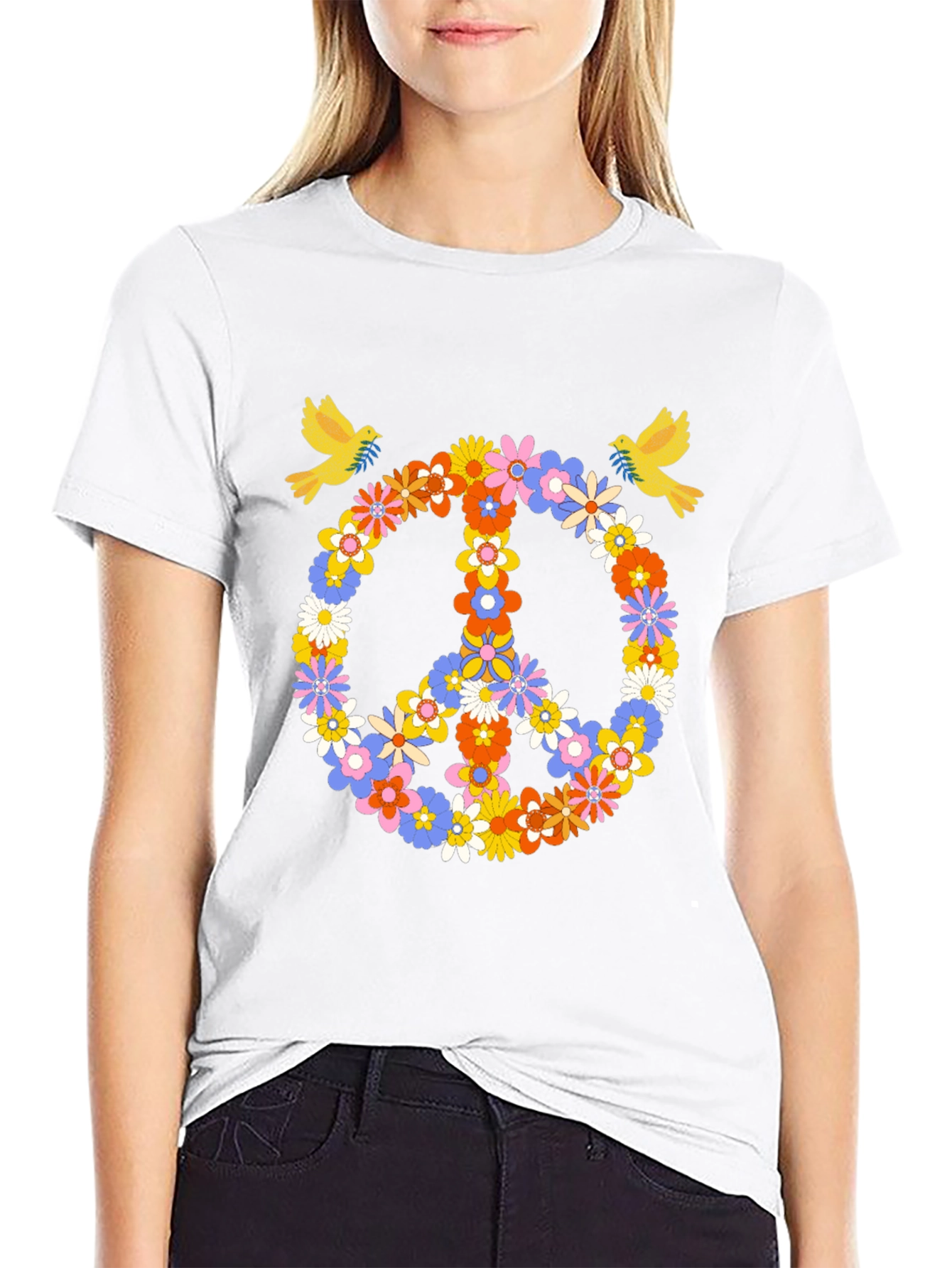 Floral Peace Sign Graphic Tee