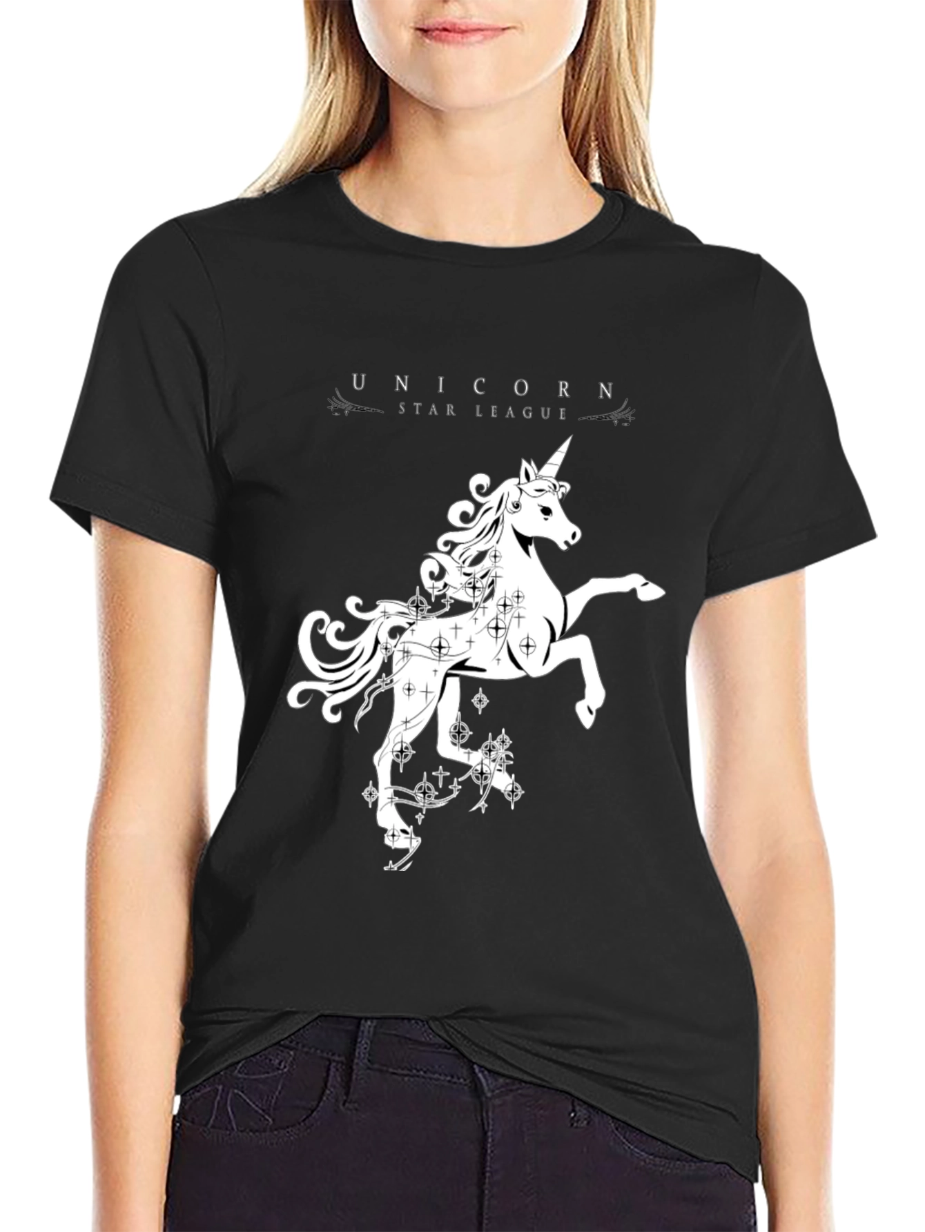 Unicorn Star League Black Graphic Tee