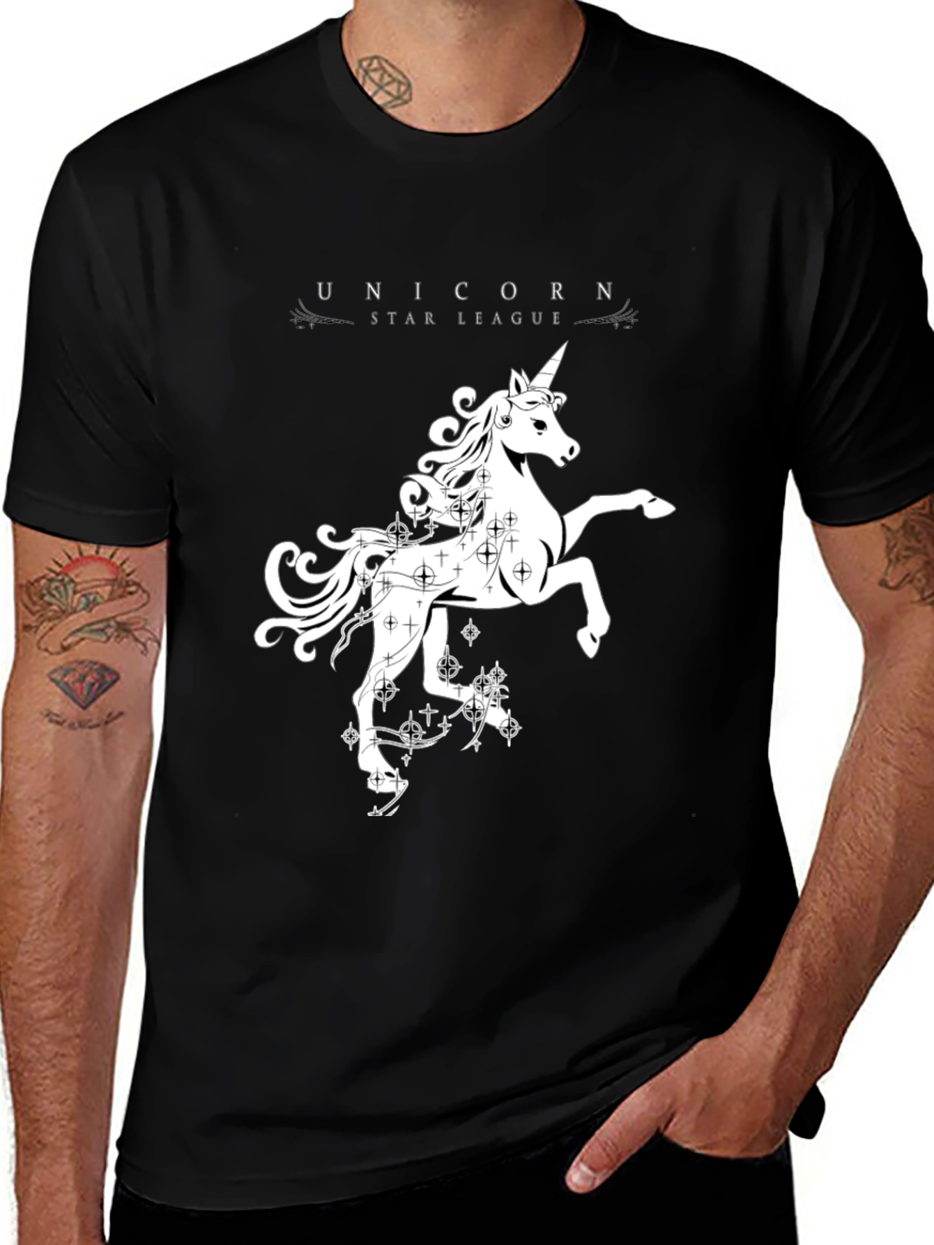 Unicorn Star League Black Graphic Tee