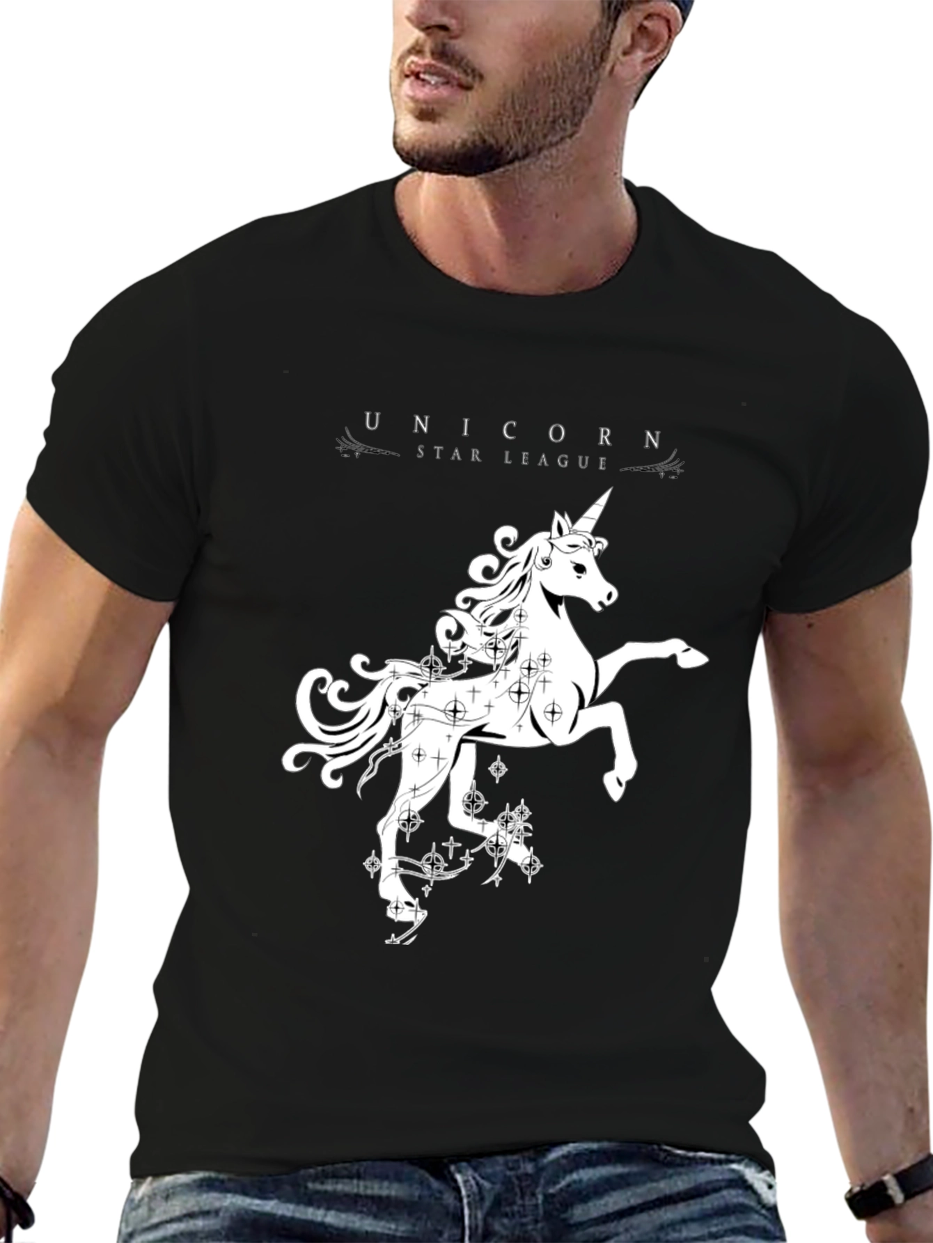 Unicorn Star League Black Graphic Tee