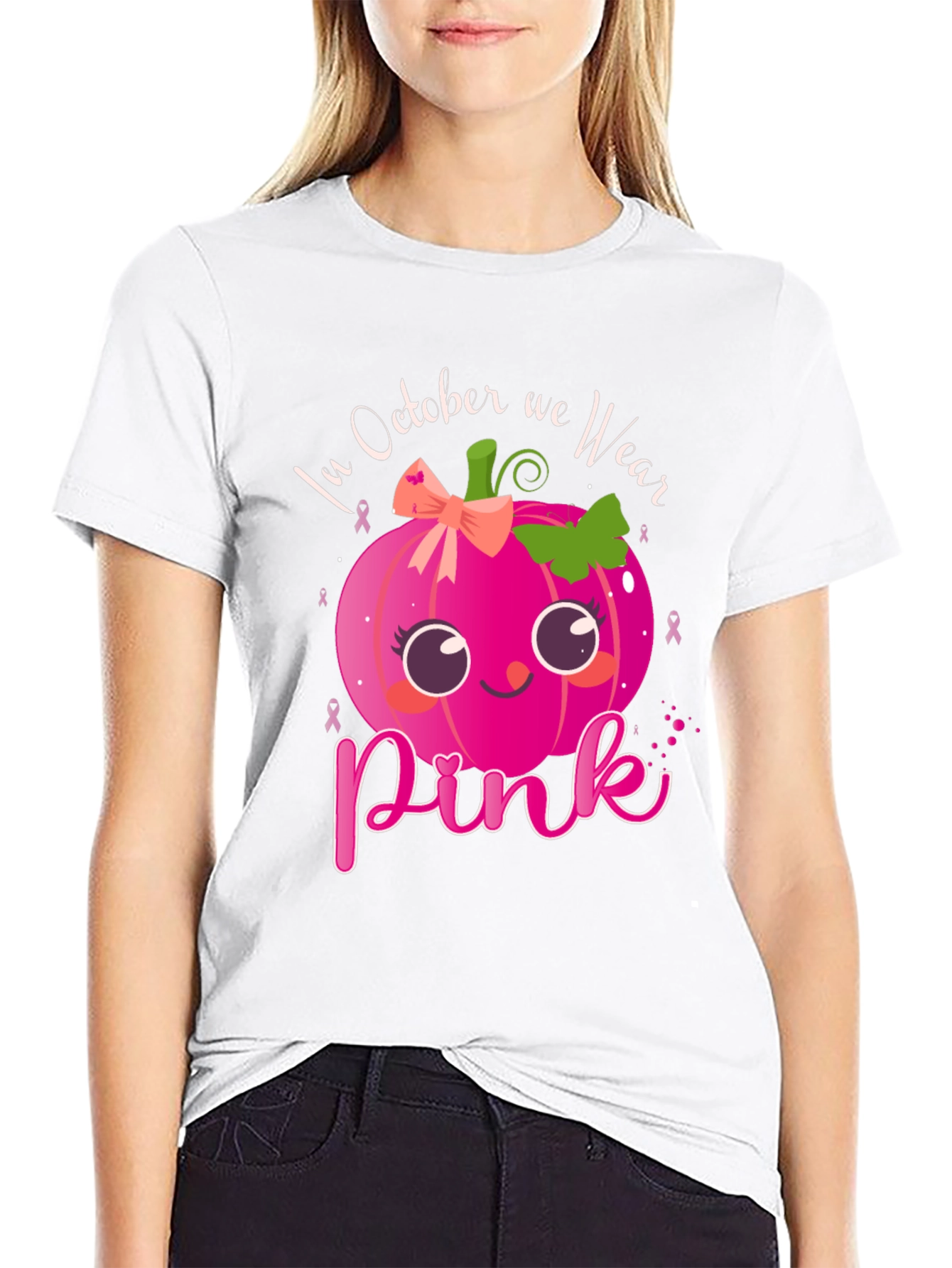 October We Wear Pink Pumpkin T-Shirt
