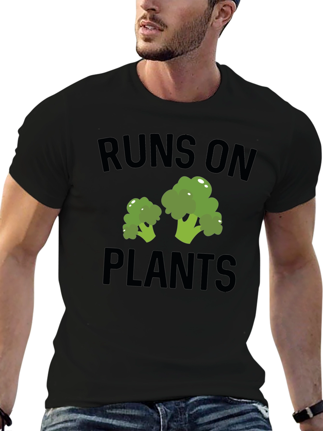 Runs on Plants Broccoli Graphic T-Shirt Vegan Tee