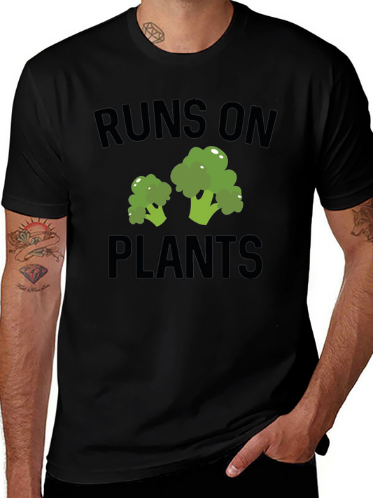 Runs on Plants Broccoli Graphic T-Shirt Vegan Tee
