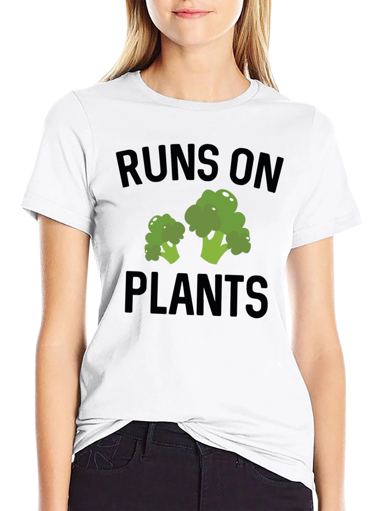 Runs on Plants Broccoli Graphic T-Shirt Vegan Tee