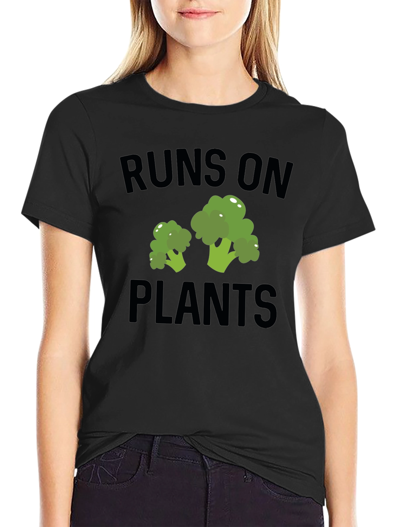 Runs on Plants Broccoli Graphic T-Shirt Vegan Tee