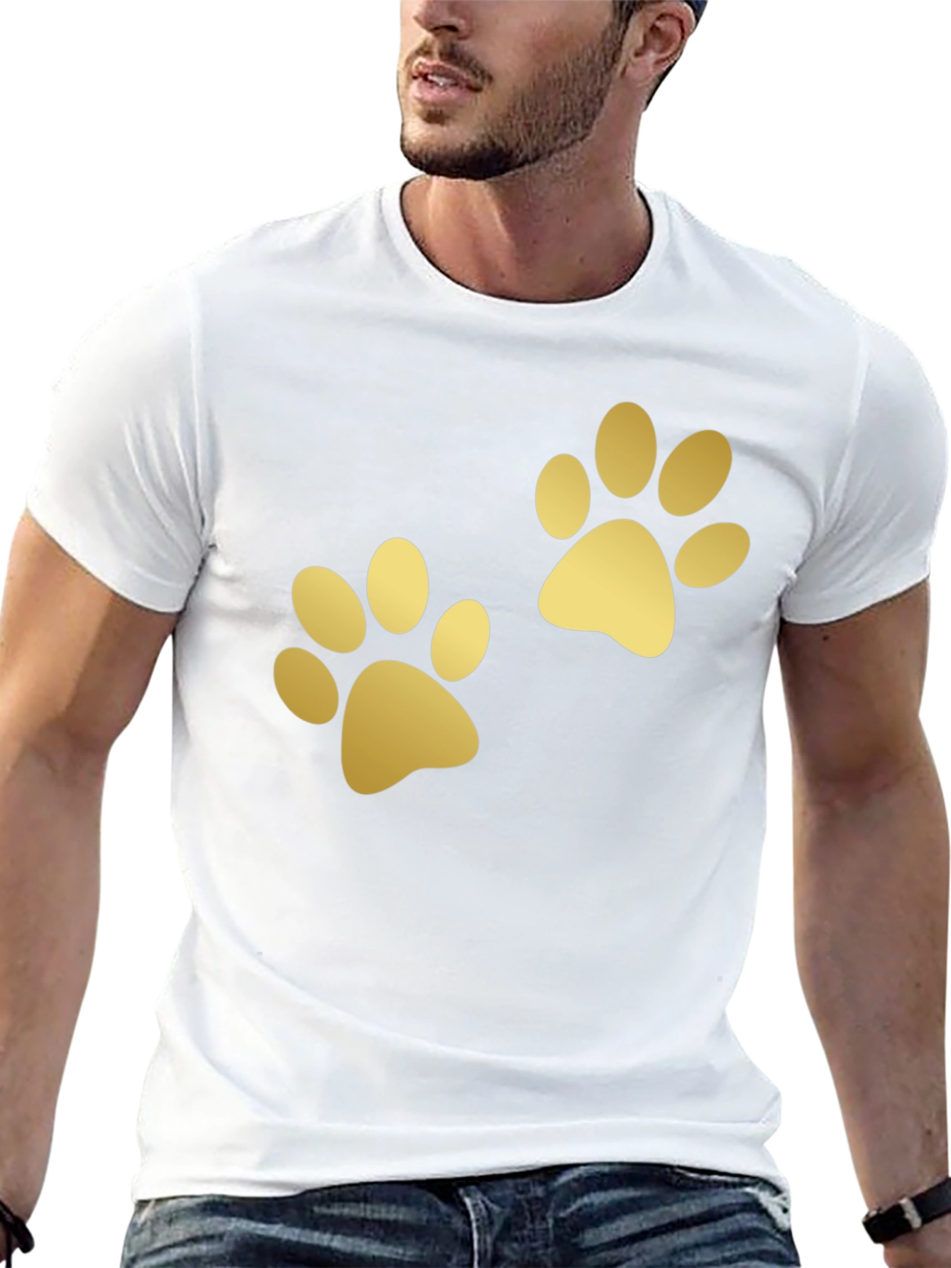 Golden Paw Print Graphic Tee - Unisex