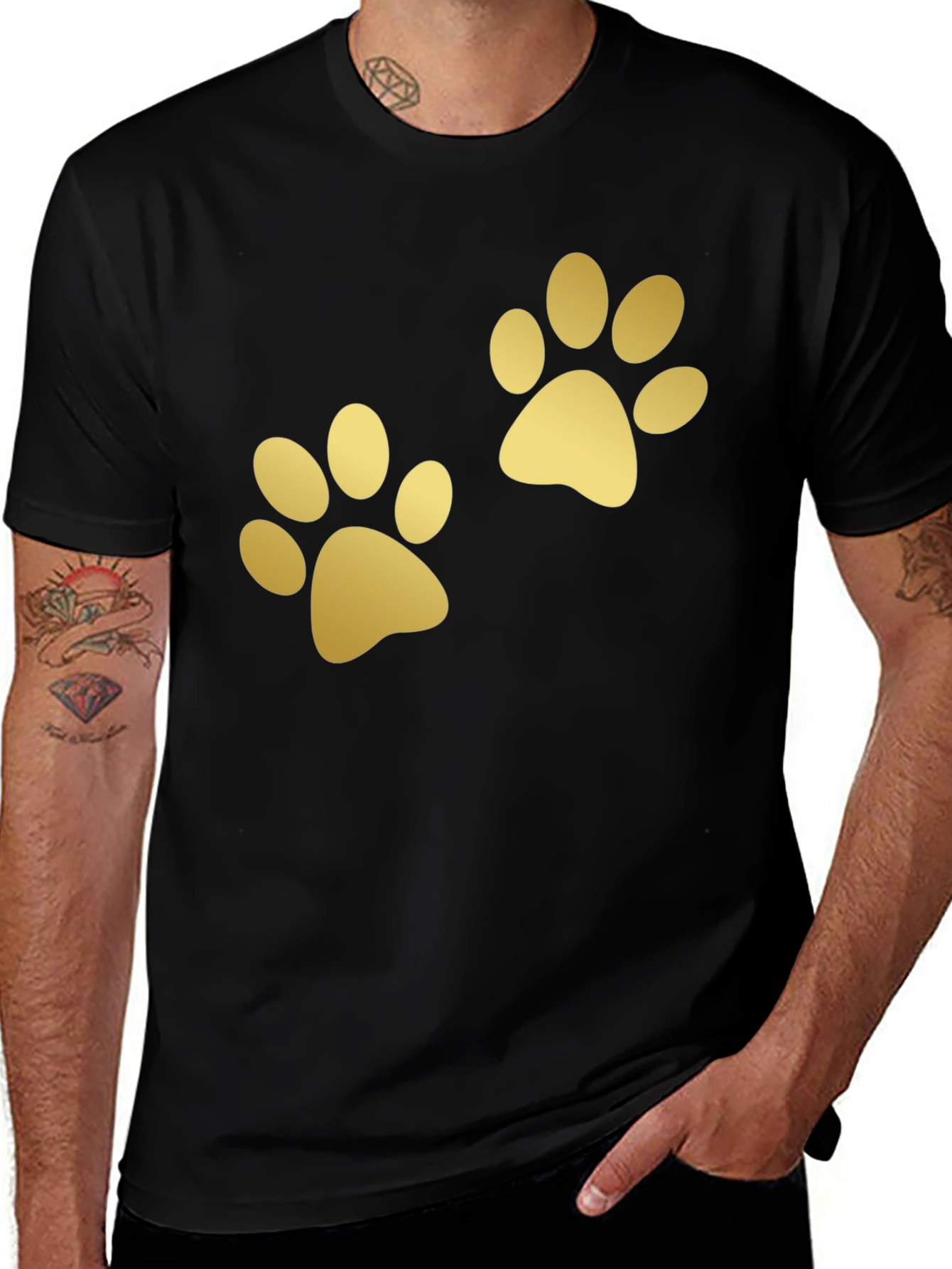 Golden Paw Print Graphic Tee - Unisex