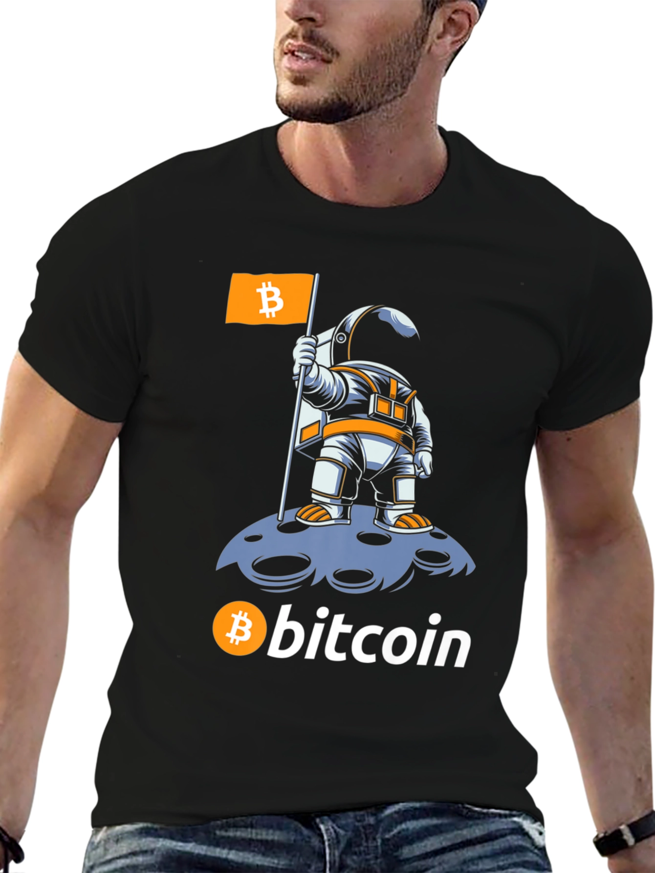Bitcoin Astronaut T-Shirt - Crypto Moon Landing