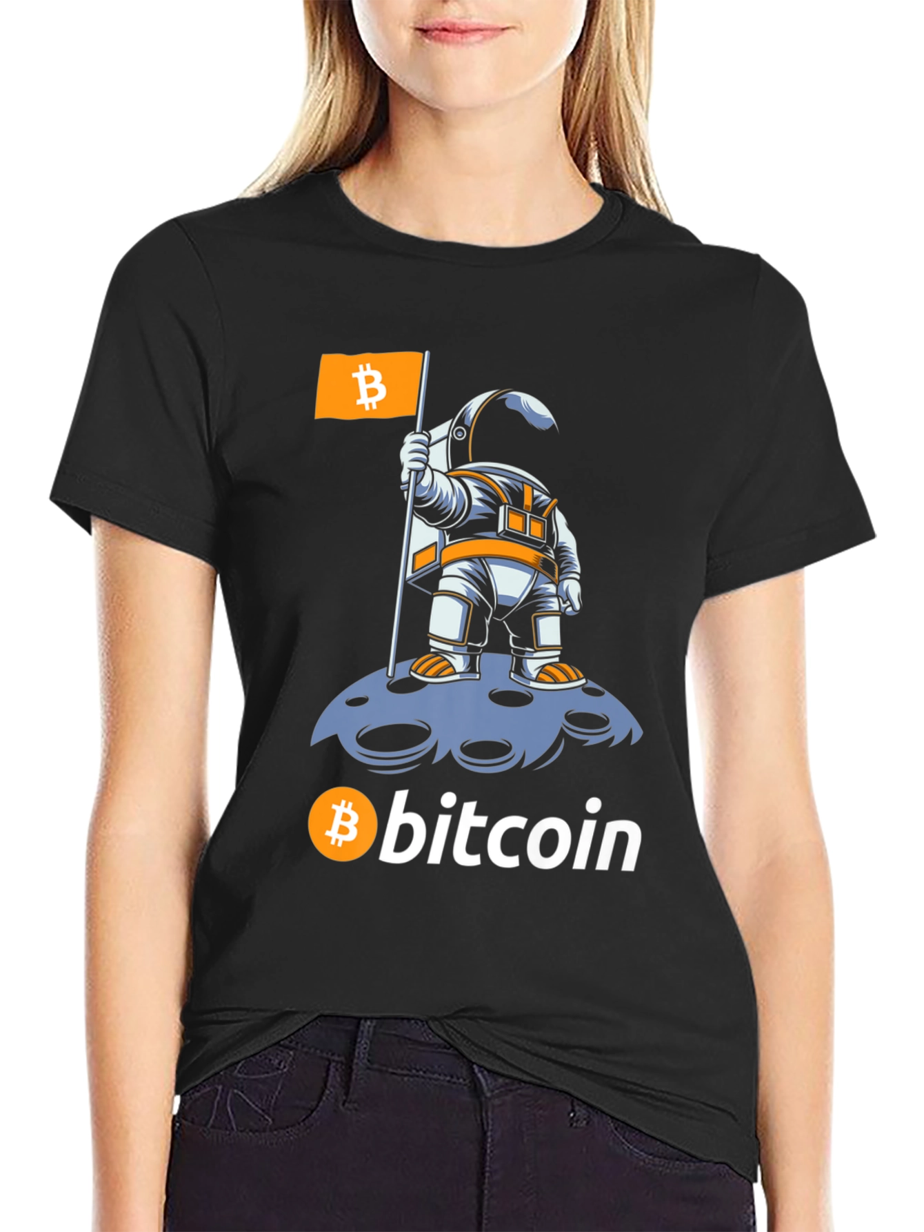 Bitcoin Astronaut T-Shirt - Crypto Moon Landing